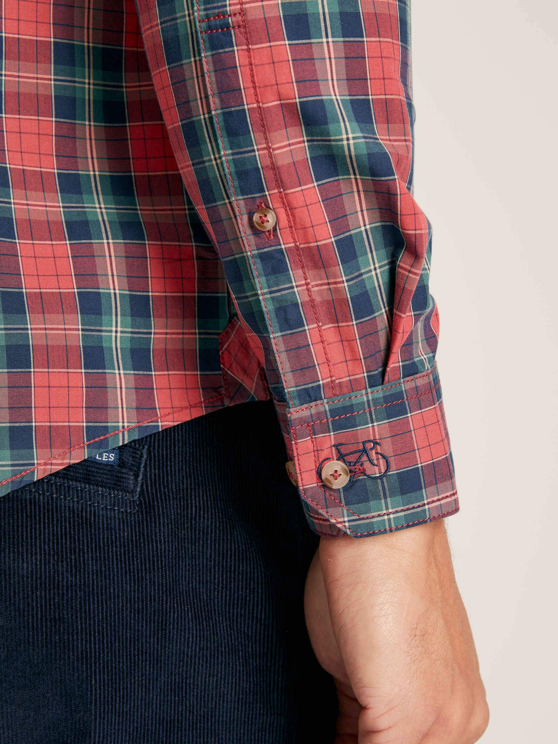 Goodridge Red Check Long Sleeve Cotton Poplin Shirt - Image 5 of 7