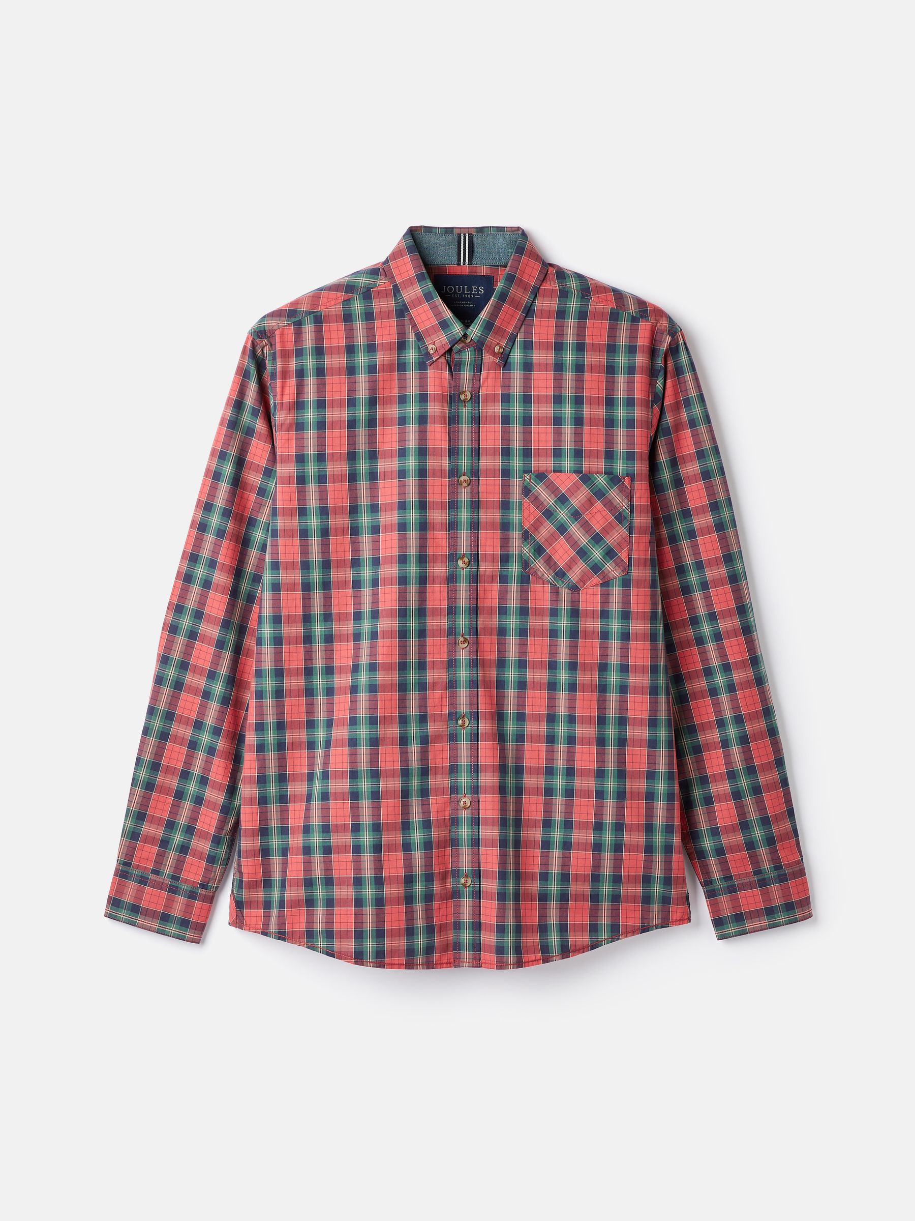 Goodridge Red Check Long Sleeve Cotton Poplin Shirt - Image 7 of 7