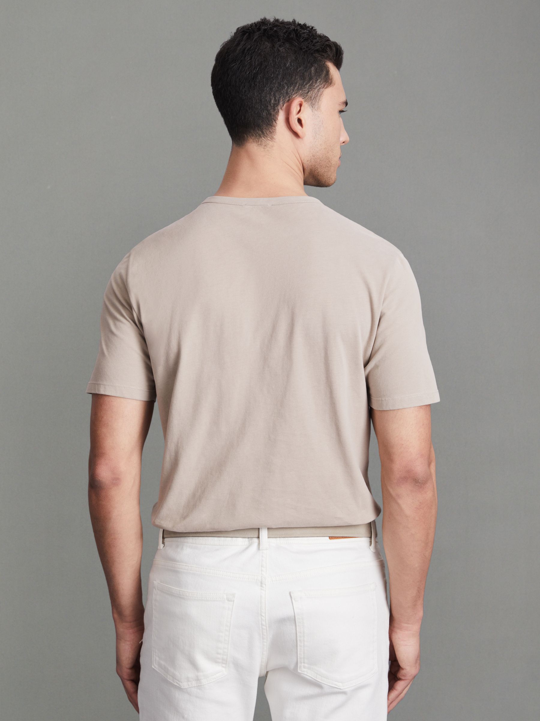 Cotton Crew Neck T-Shirt in Mink - Image 5 of 5