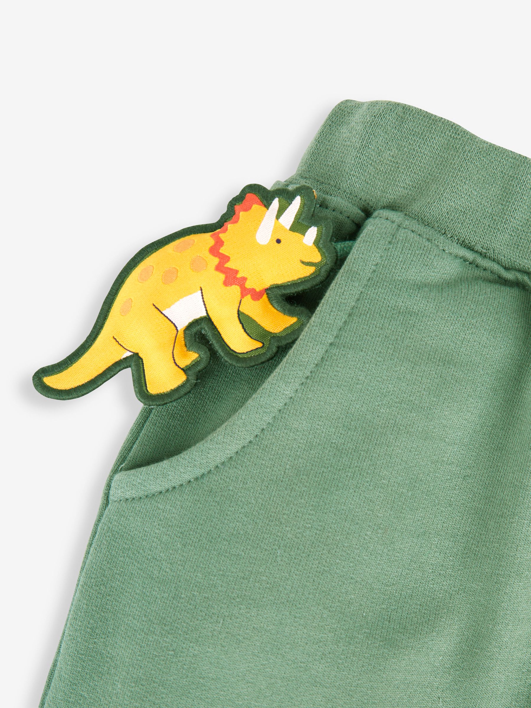 Khaki Green Dinosaur Appliqué Knee Joggers With Pet In Pocket - Image 3 of 5