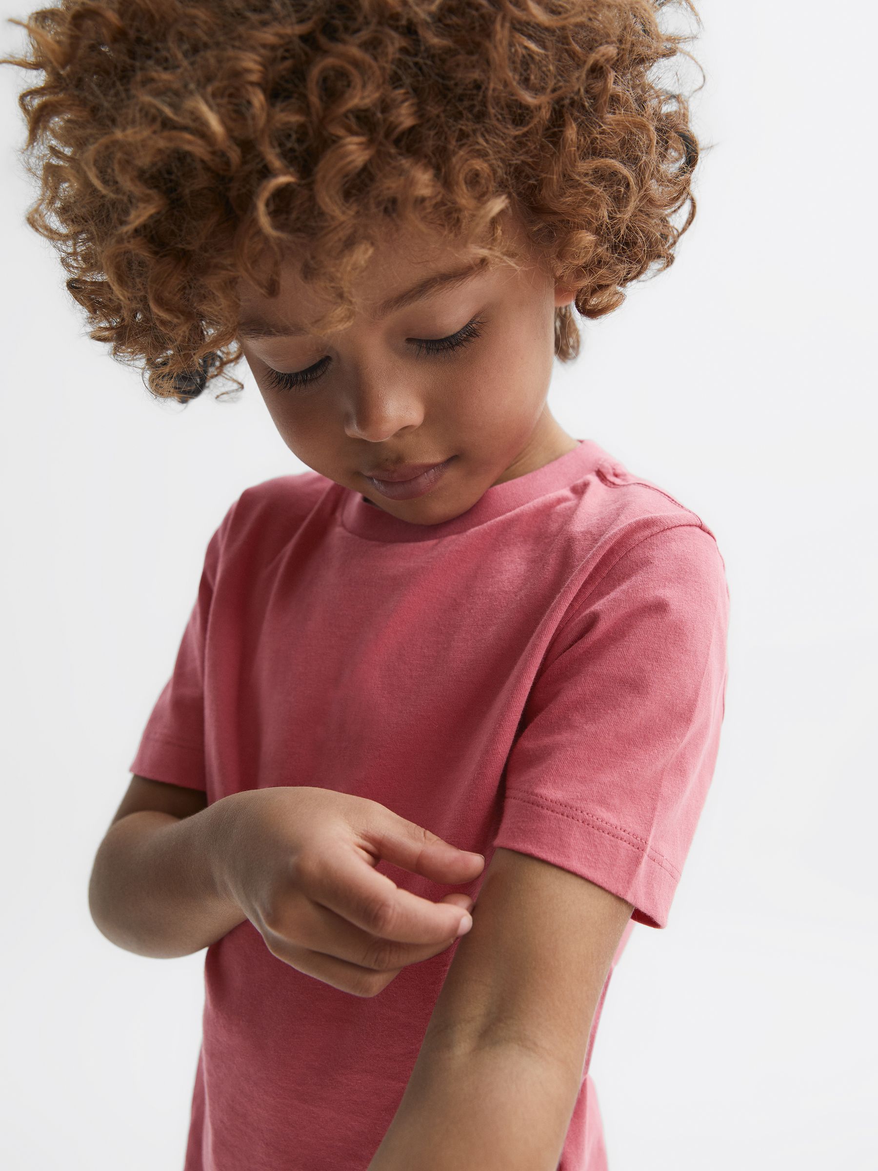 Crew Neck T-Shirt in Coral - Image 4 of 6
