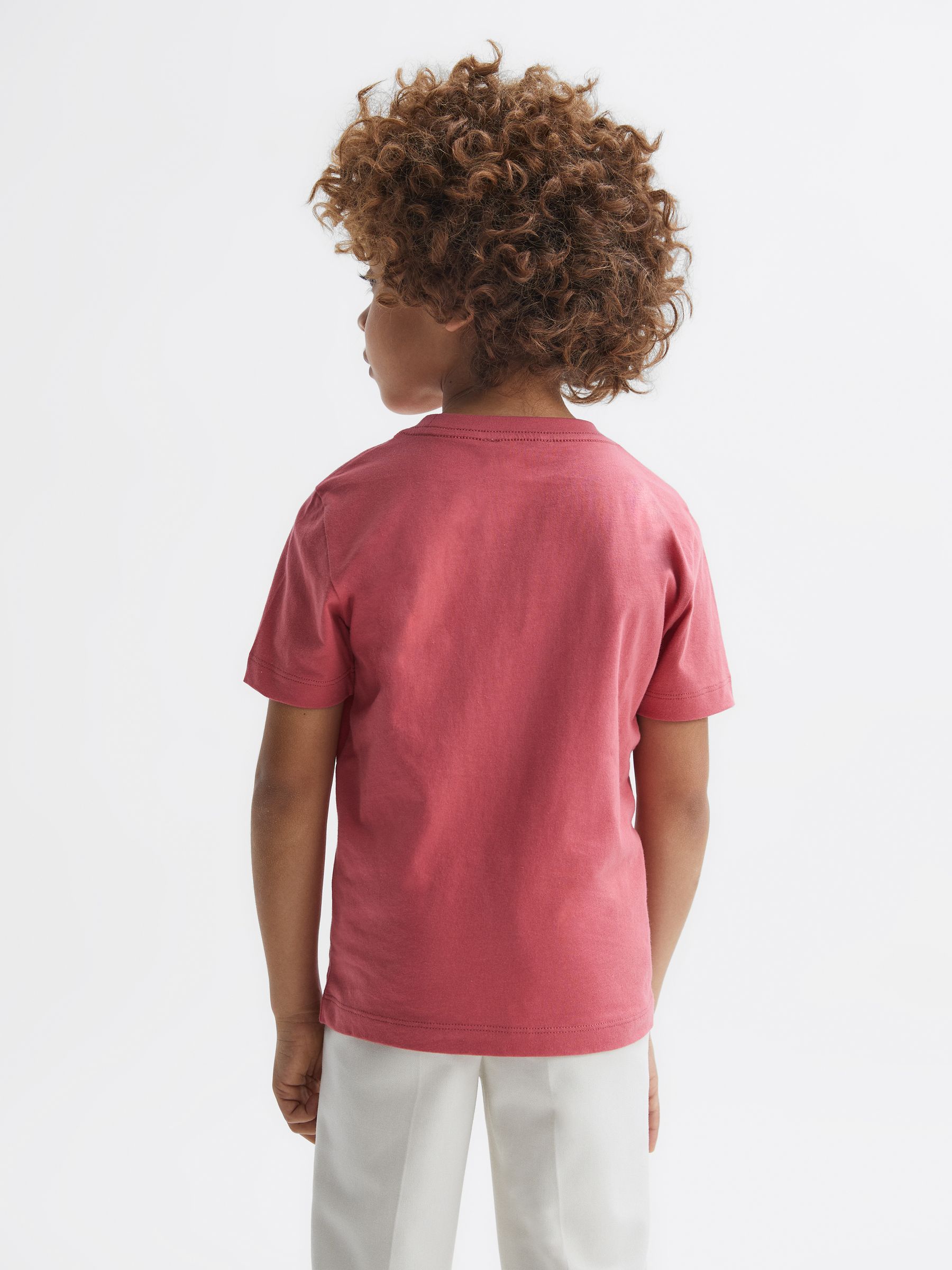 Crew Neck T-Shirt in Coral - Image 5 of 6