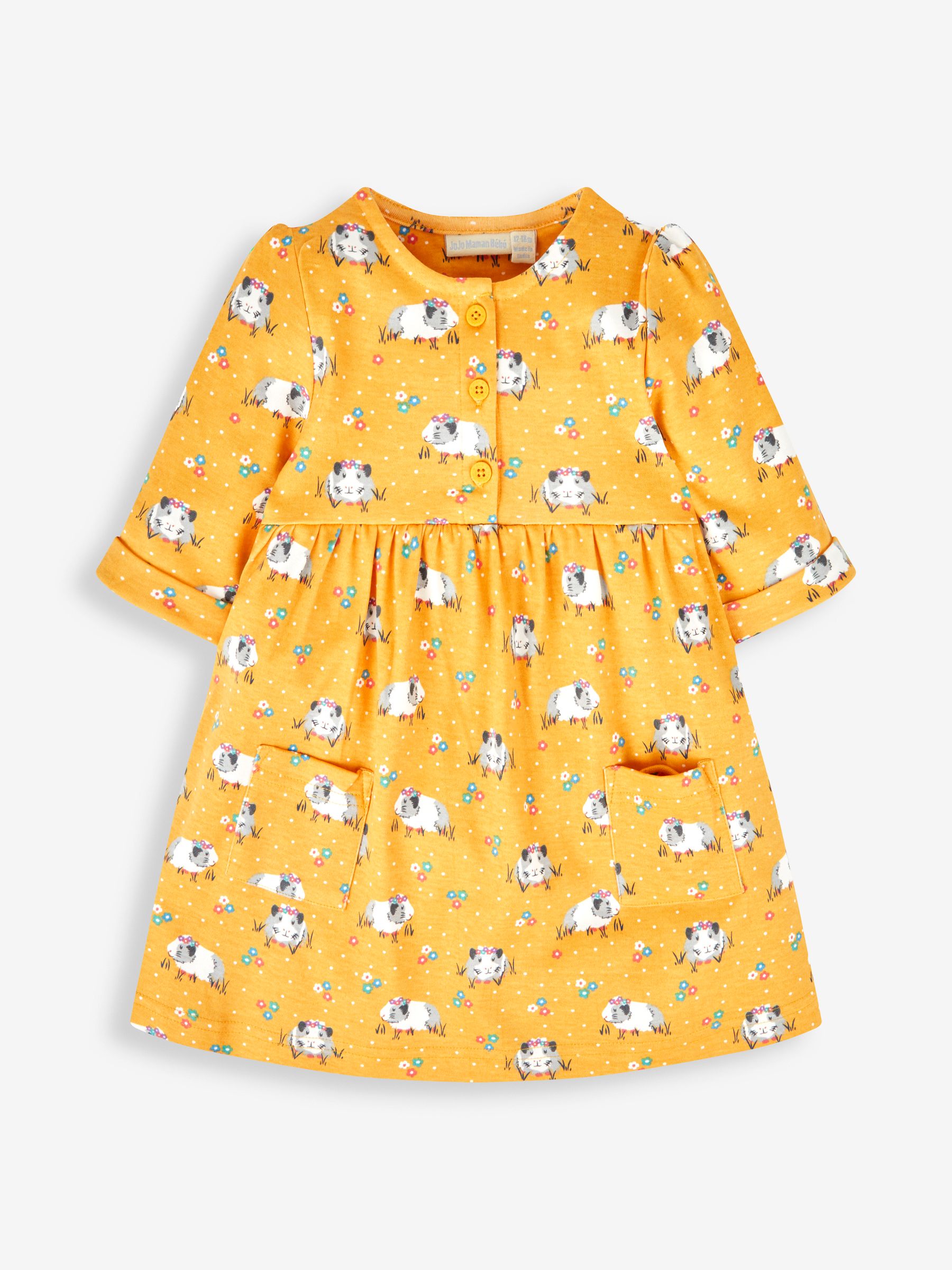 Mustard Yellow Guinea Pig Button Front Dress - Image 1 of 4
