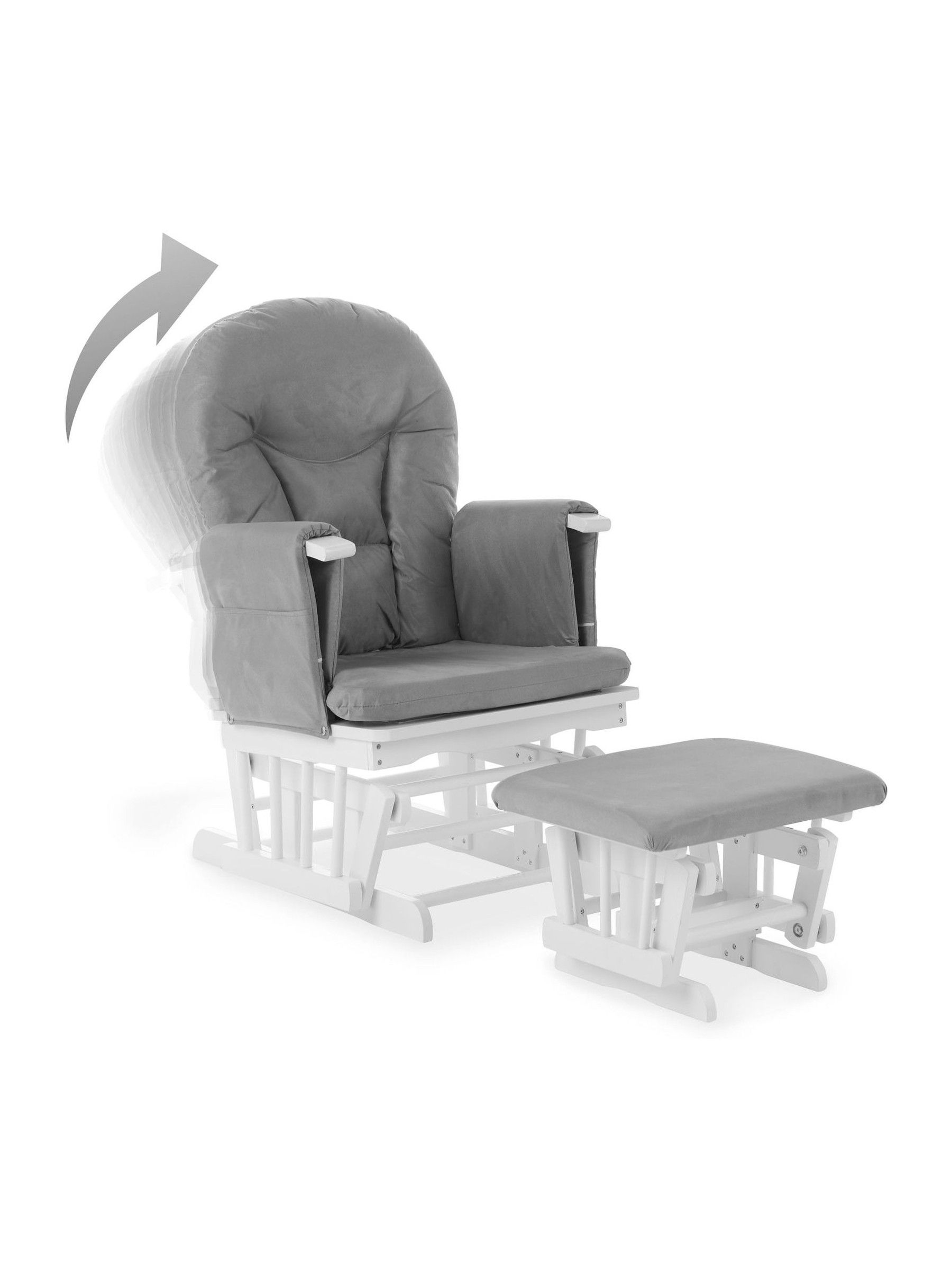 Obaby Grey Reclining Glider Nursing Chair And Stool - Image 3 of 5
