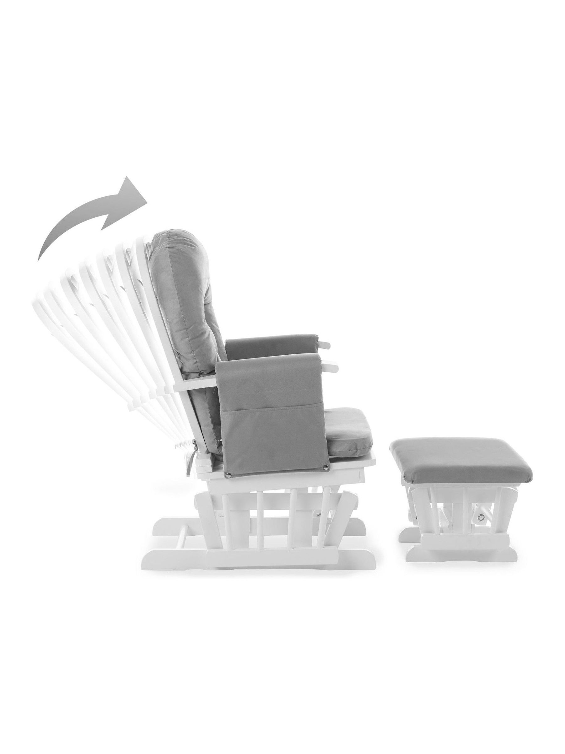 Obaby Grey Reclining Glider Nursing Chair And Stool - Image 4 of 5