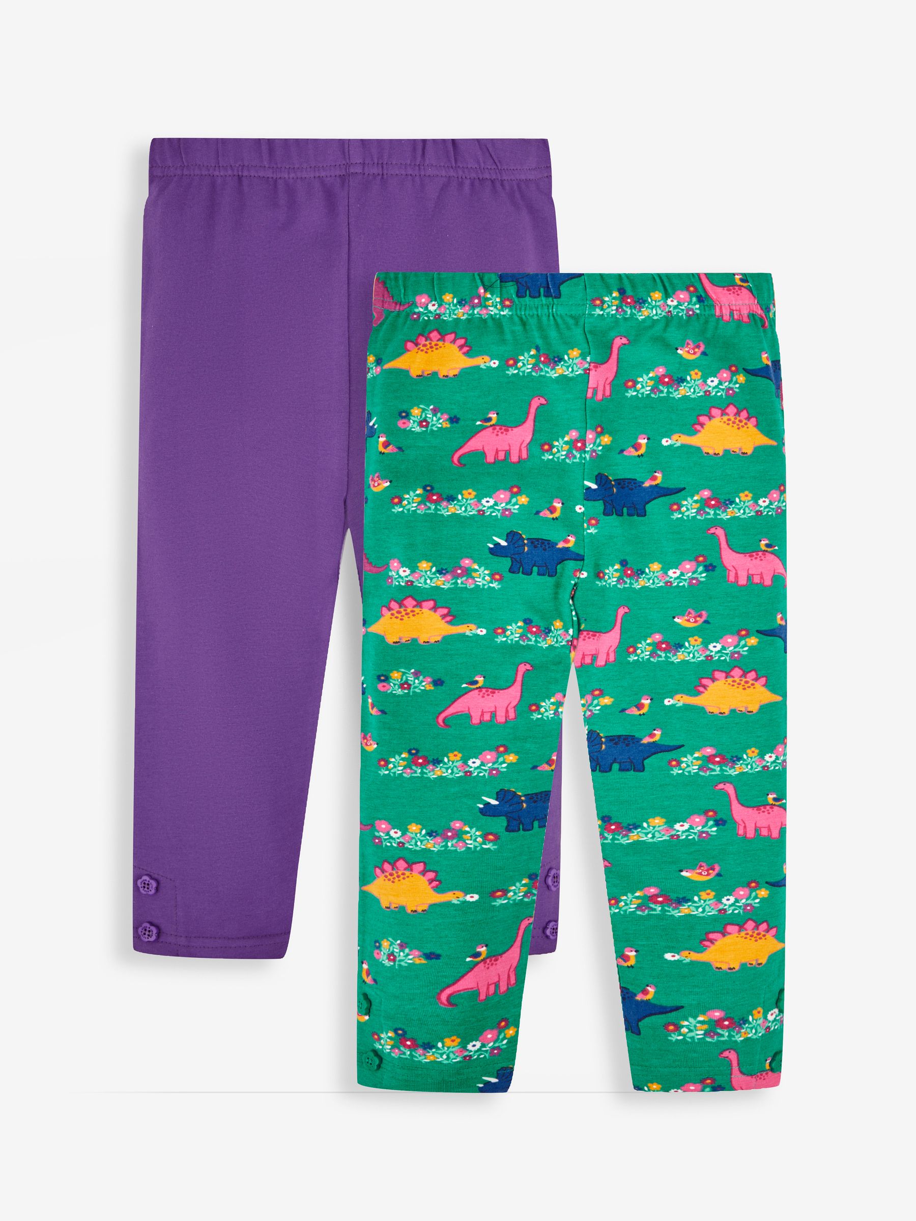 Green Dino & Purple Girls' 2-Pack Leggings - Image 1 of 5