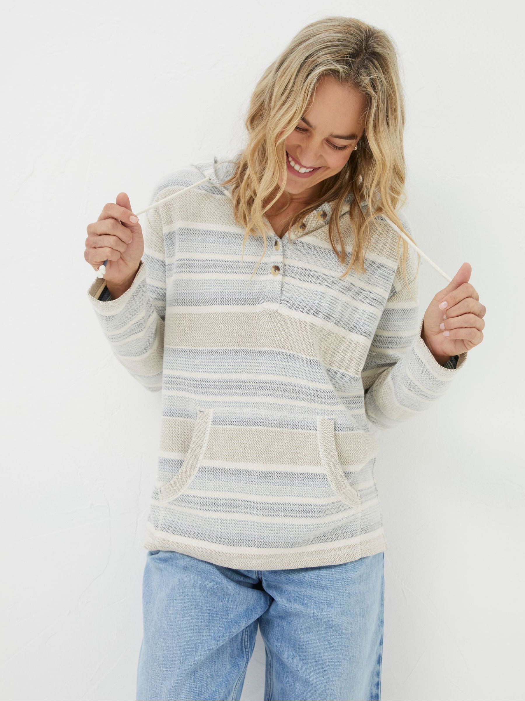 Daisy Natural Textured Overhead Hoodie - Image 1 of 4