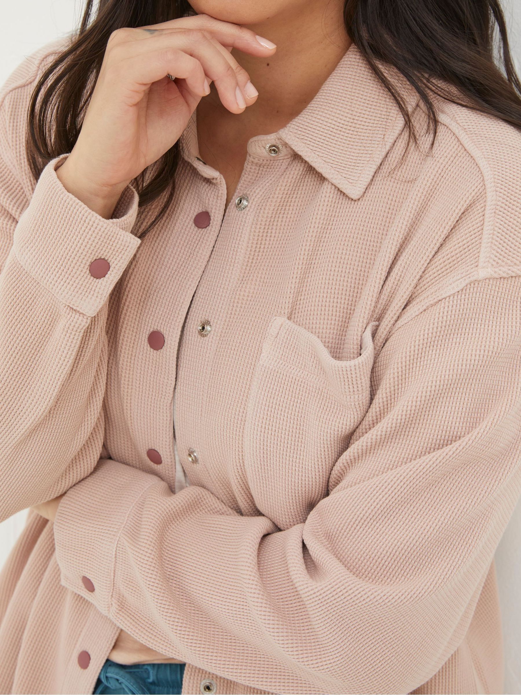 Liza Pink Waffle Shirt - Image 6 of 7