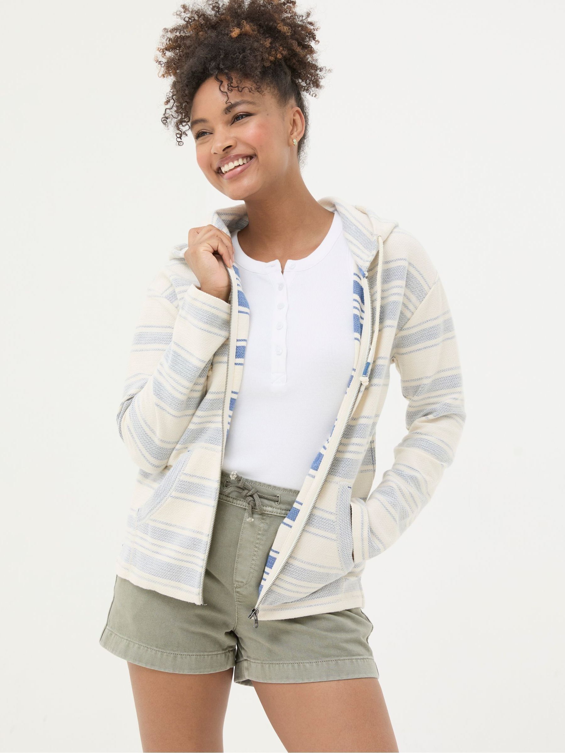 Multi Daisy Textured Zip Through Hoodie - Image 1 of 5 Multi Daisy Textured Zip Through Hoodie - Image 1 of 5