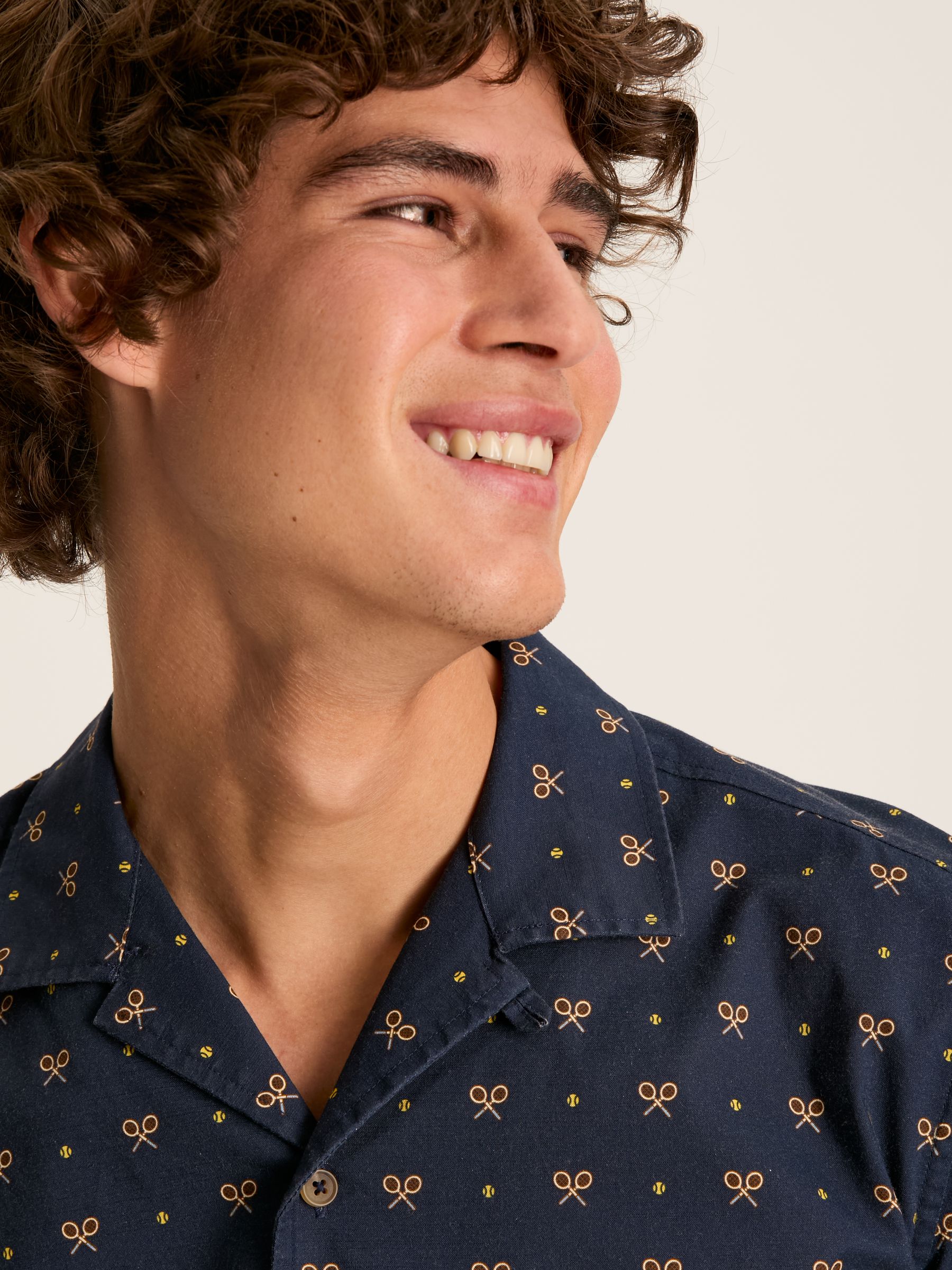 Revere Navy Blue Printed Short Sleeve Shirt - Image 4 of 7
