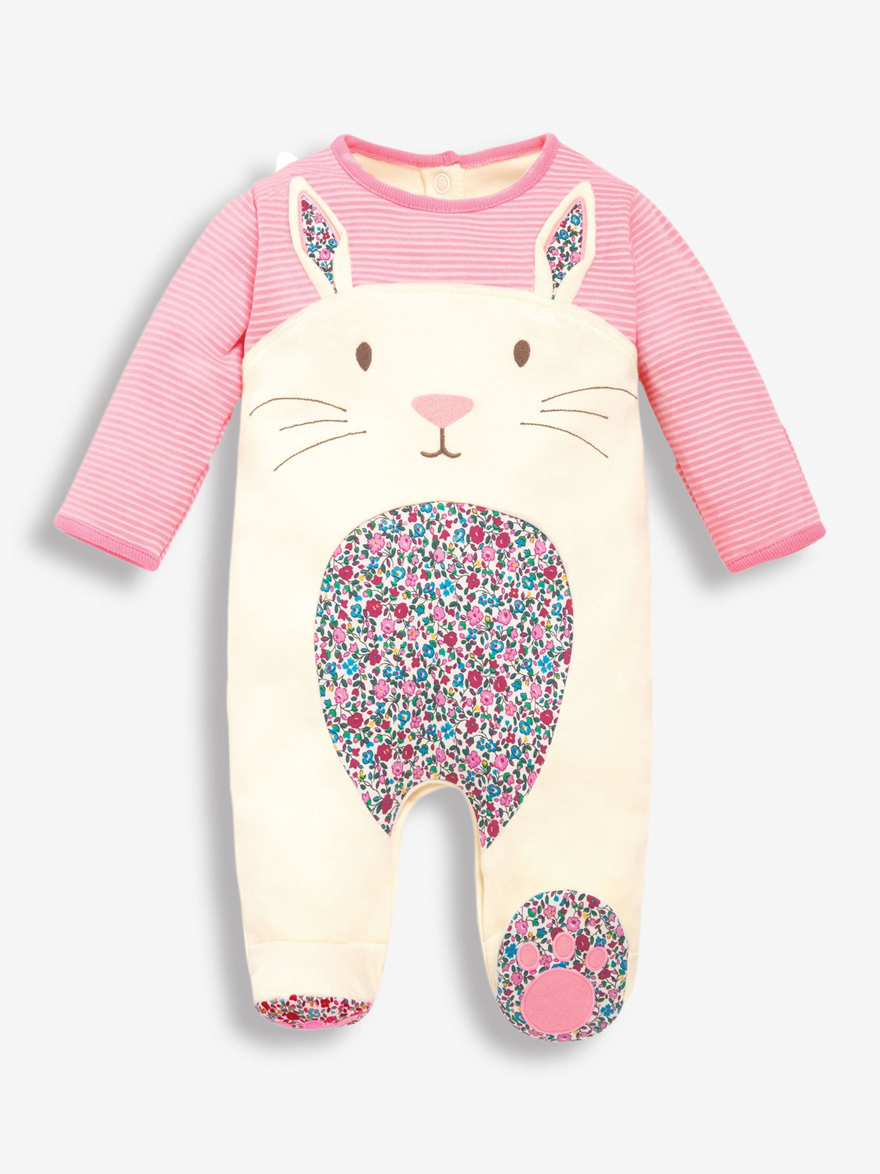 Cream Bunny Appliqué Baby Sleepsuit - Image 1 of 2