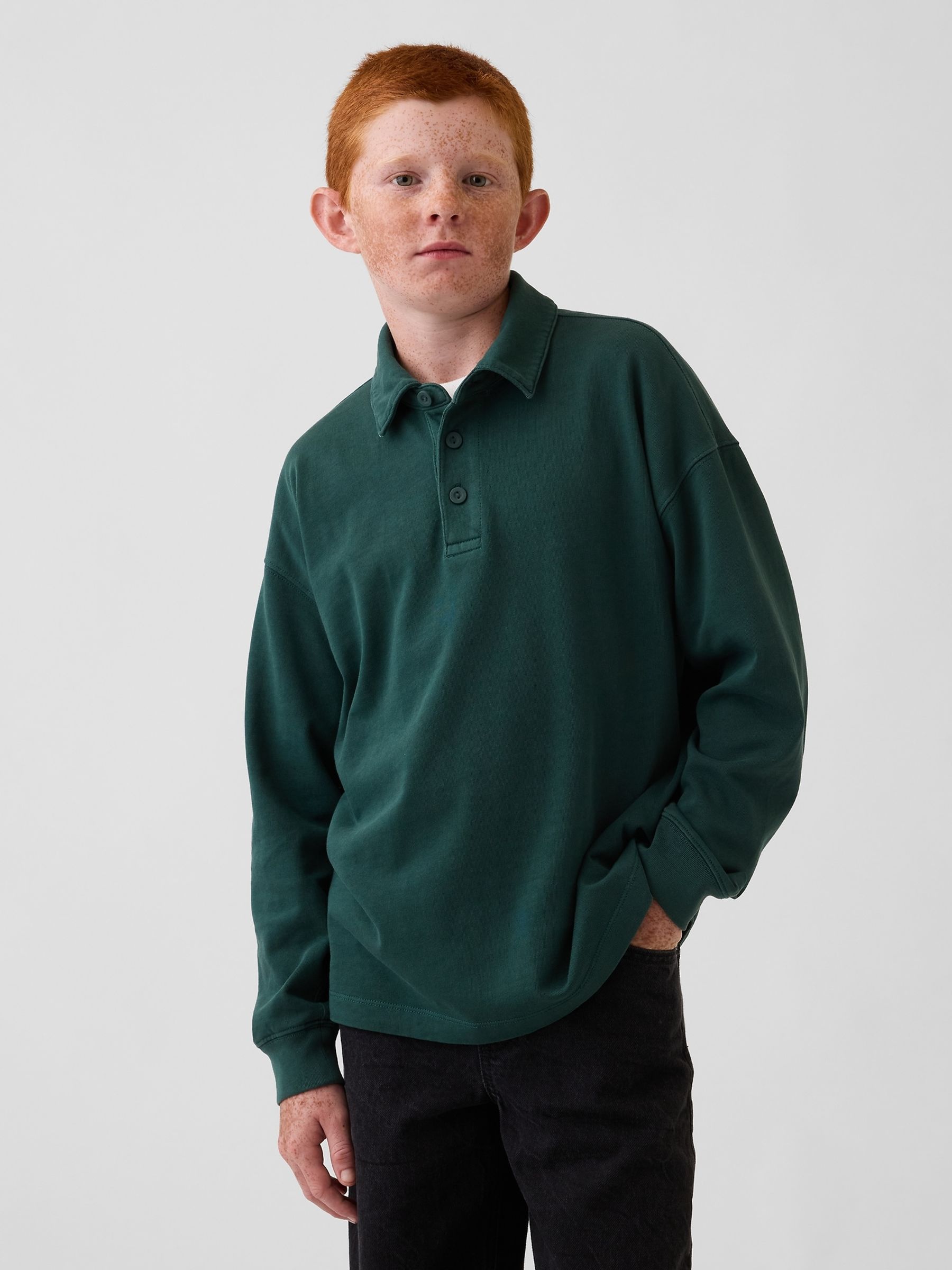 Green Heavyweight Relaxed Polo Shirt - Image 1 of 5