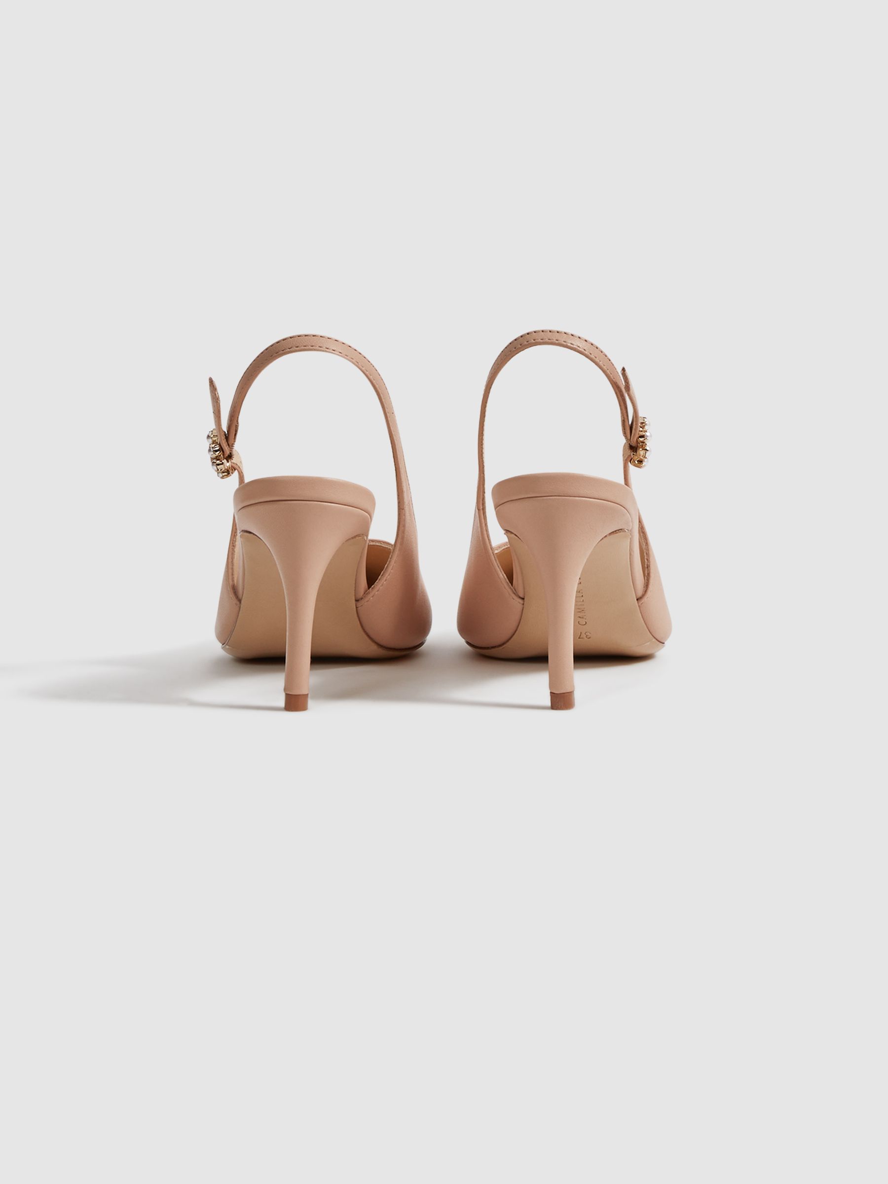 Camilla Elphick Slingback Kitten Heels in Taupe/Black - Image 4 of 6