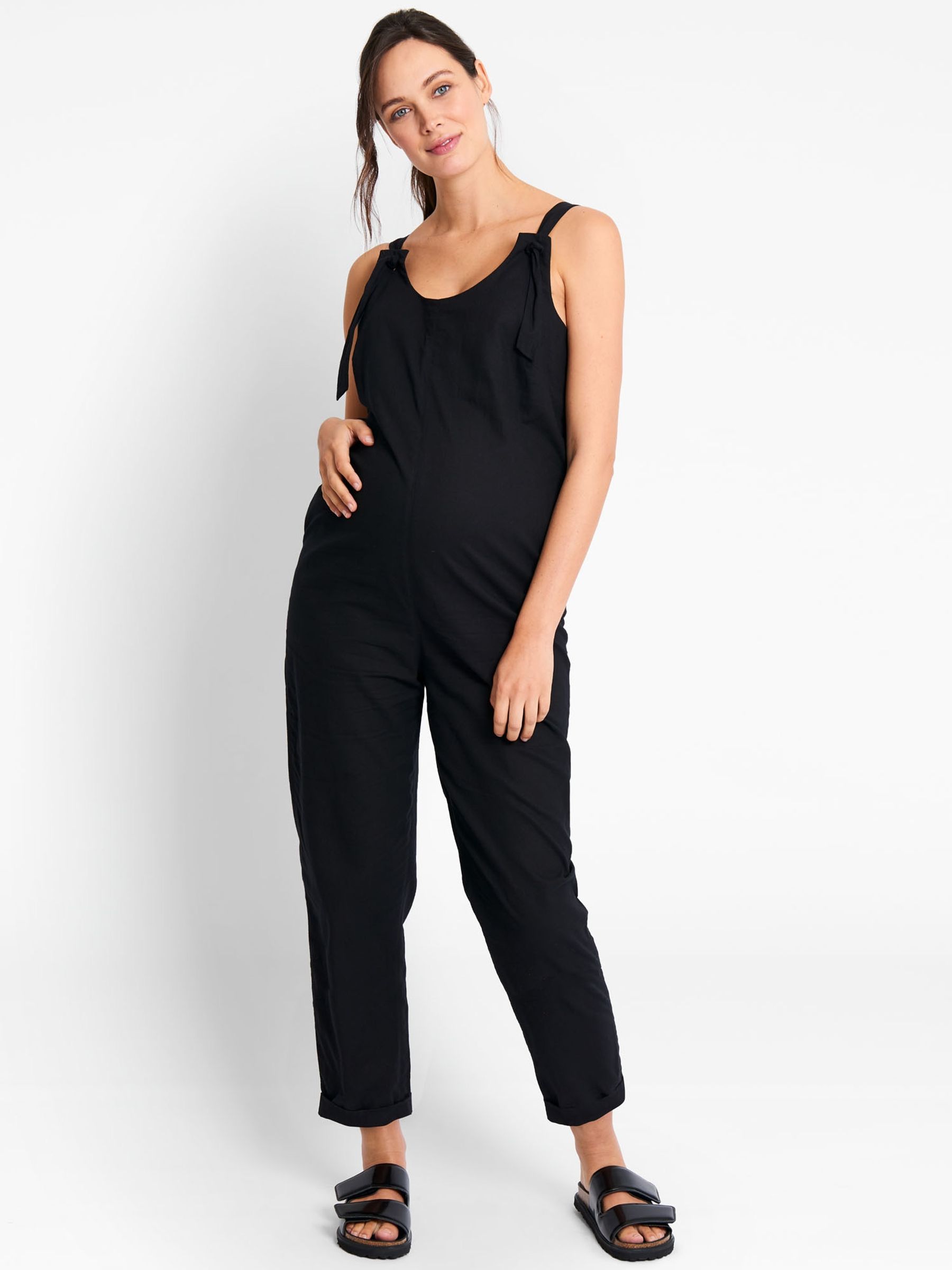 Black Cotton Dungaree Maternity Jumpsuit - Image 3 of 3