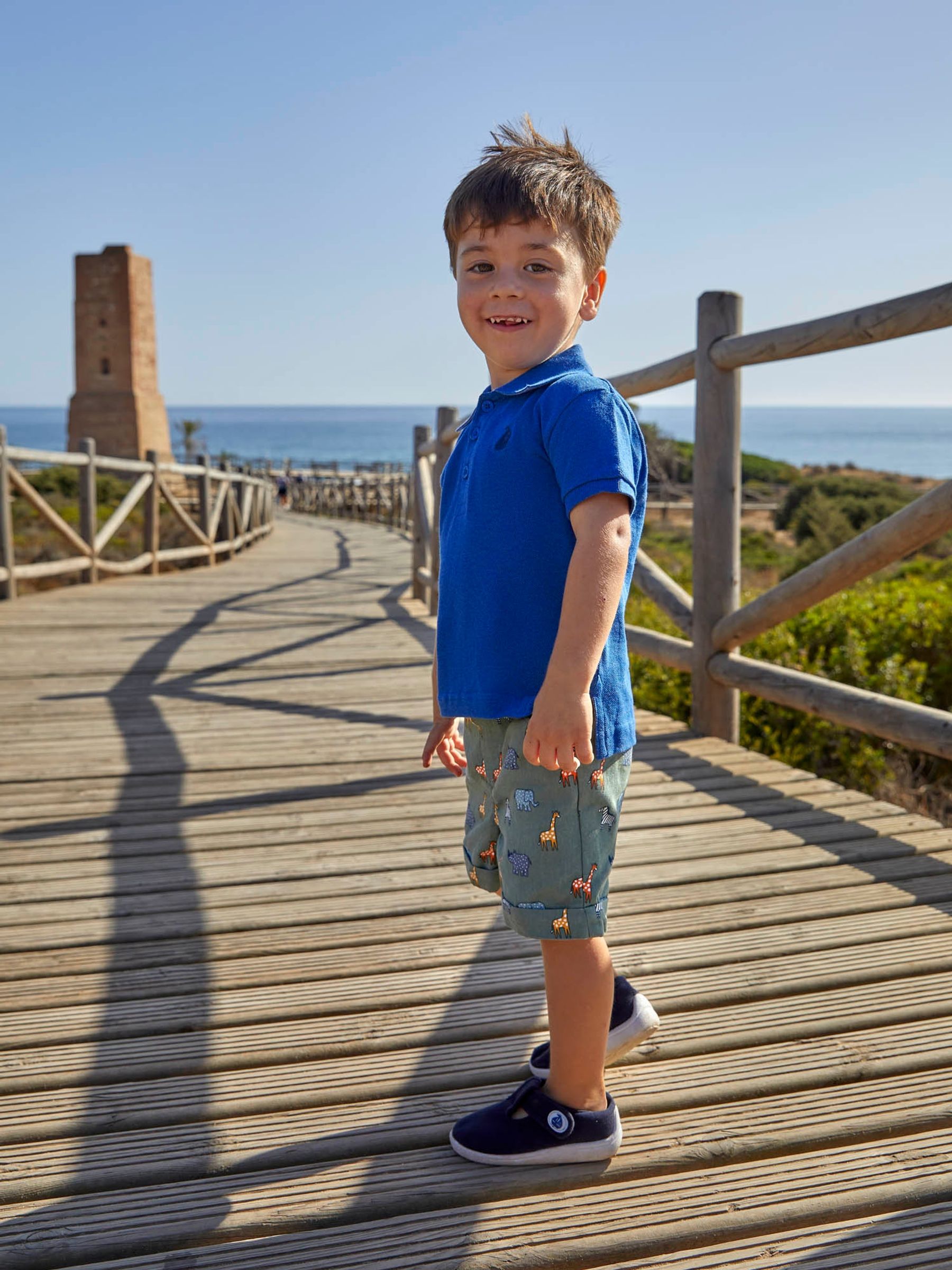 Safari Animal Print Twill Chino Shorts in Khaki - Image 2 of 4