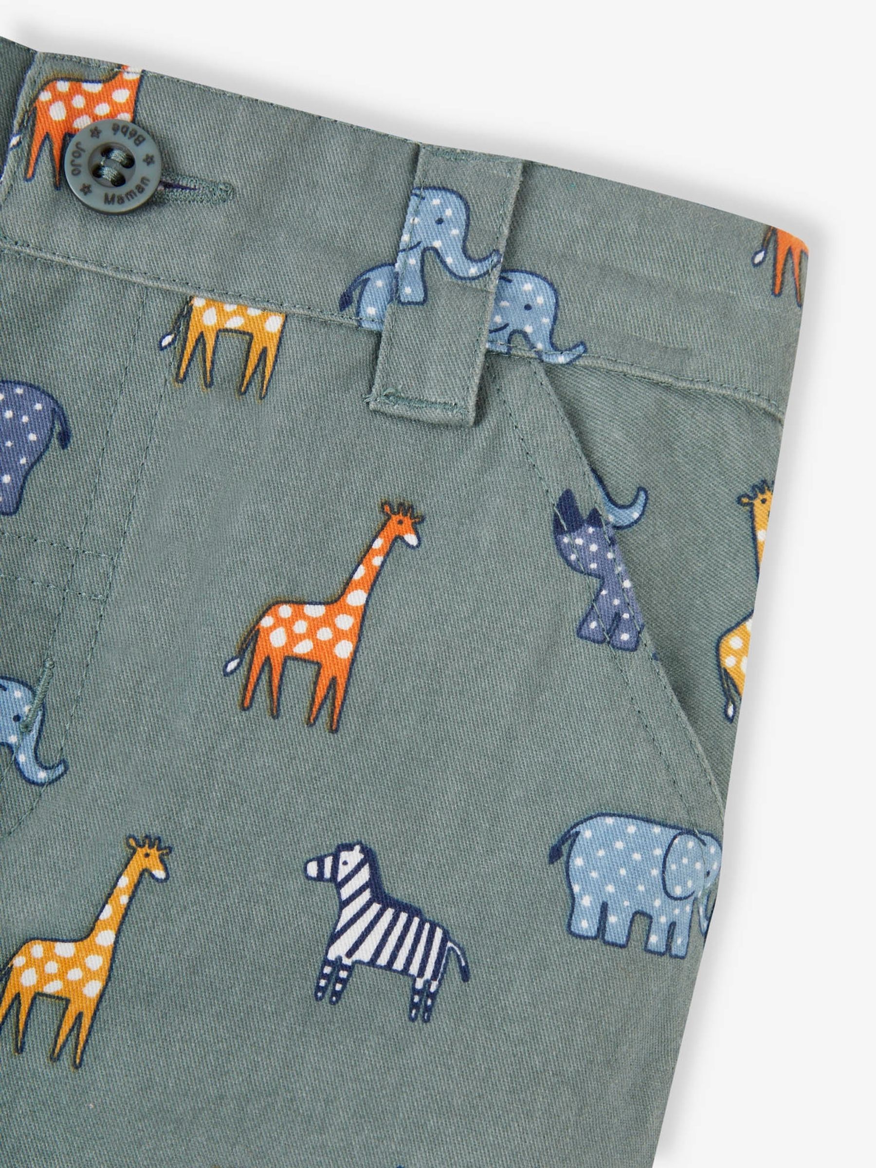 Safari Animal Print Twill Chino Shorts in Khaki - Image 4 of 4