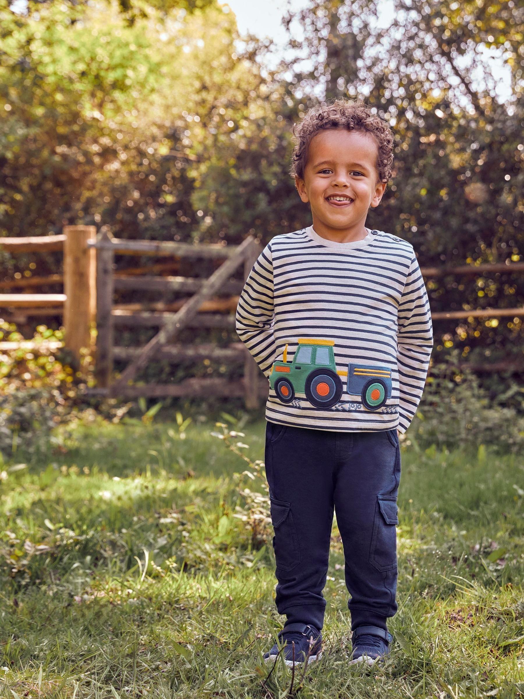 Natural Boys' Tractor & Trailer Appliqué With Pet In Pocket Top - Image 1 of 6