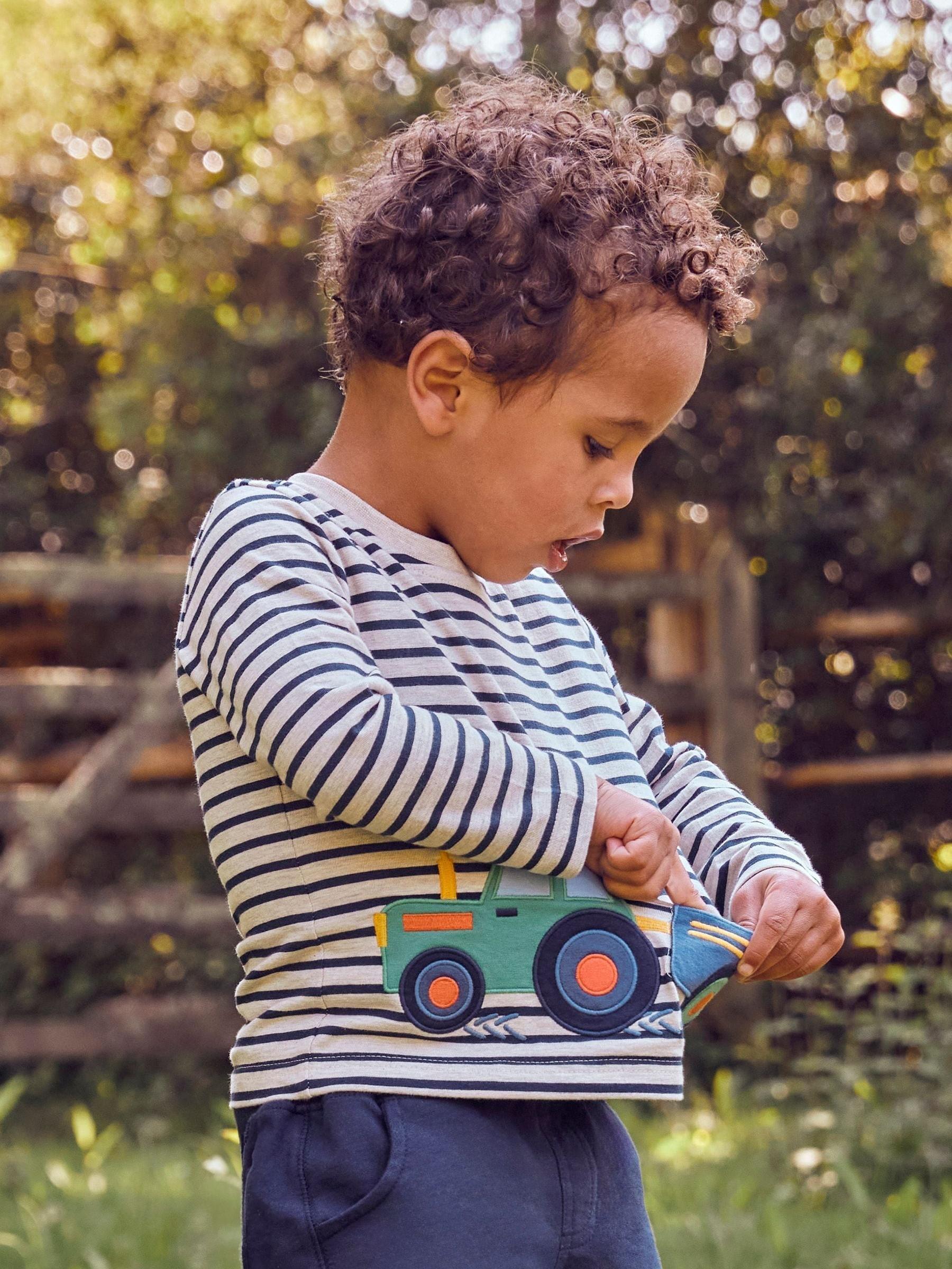 Natural Boys' Tractor & Trailer Appliqué With Pet In Pocket Top - Image 3 of 6