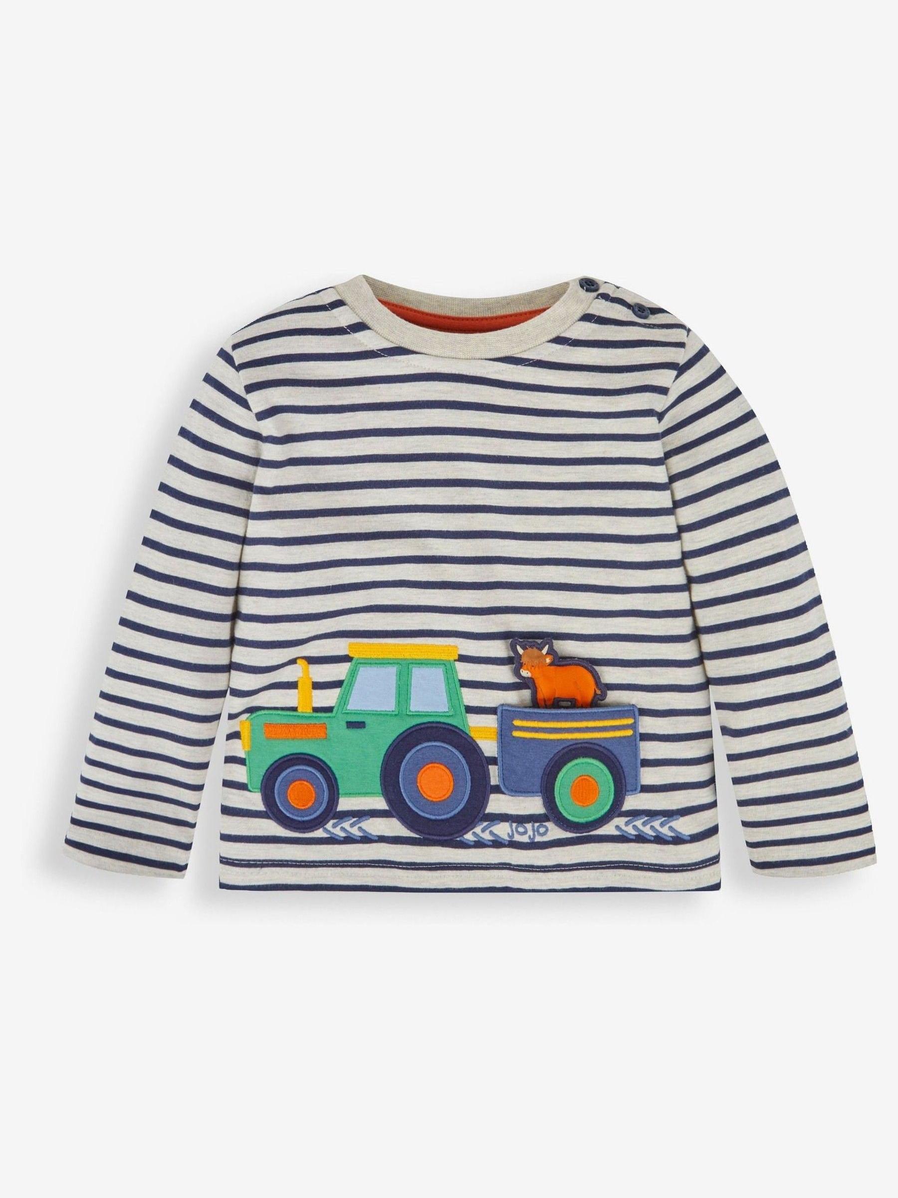 Natural Boys' Tractor & Trailer Appliqué With Pet In Pocket Top - Image 4 of 6