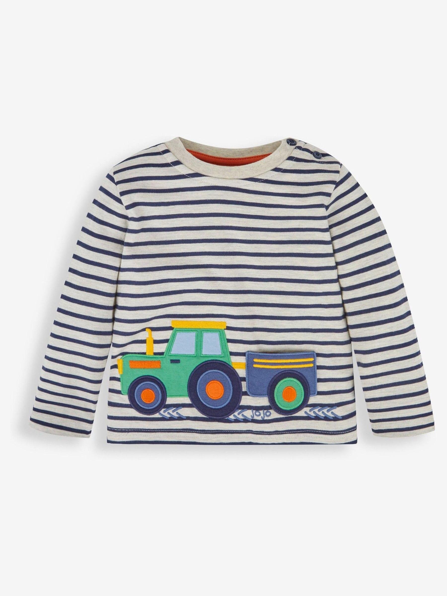 Natural Boys' Tractor & Trailer Appliqué With Pet In Pocket Top - Image 5 of 6
