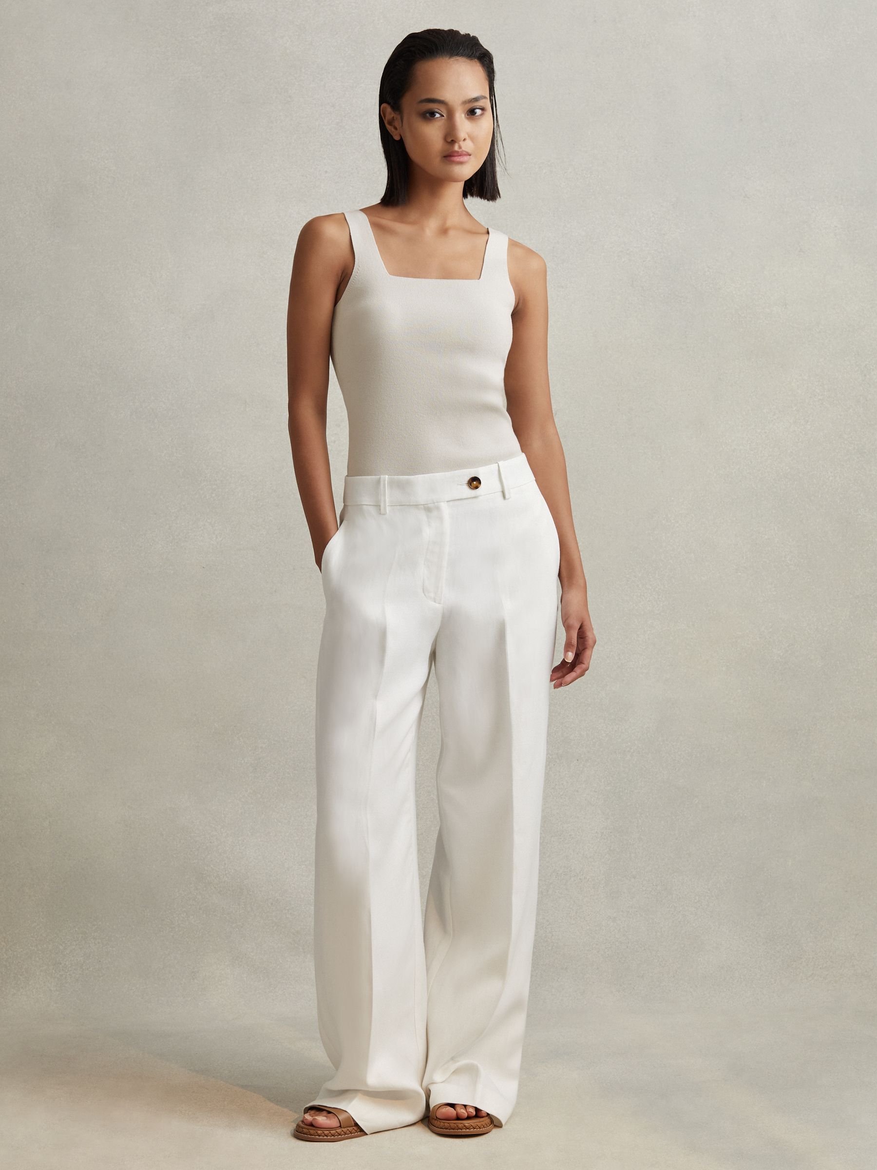 【海外限定】REISSジャンプスーツ☆Fianna Square-Neck Contrast Reiss Fianna Square Neck Sleeveless Jumpsuit, Navy