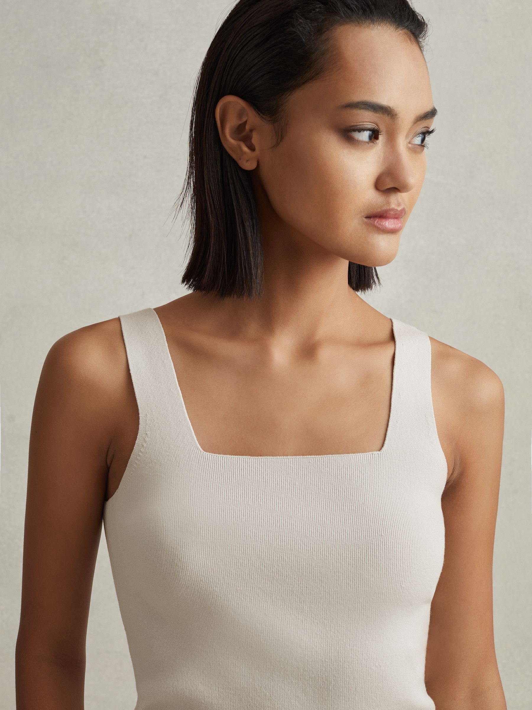 Knitted Square Neck Vest in Grey - Image 3 of 6