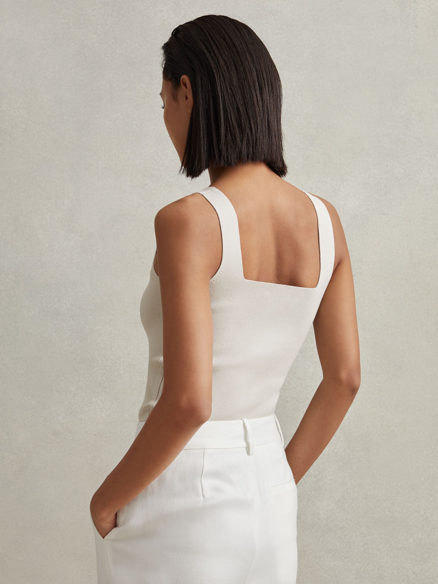 Knitted Square Neck Vest in Grey - Image 4 of 6