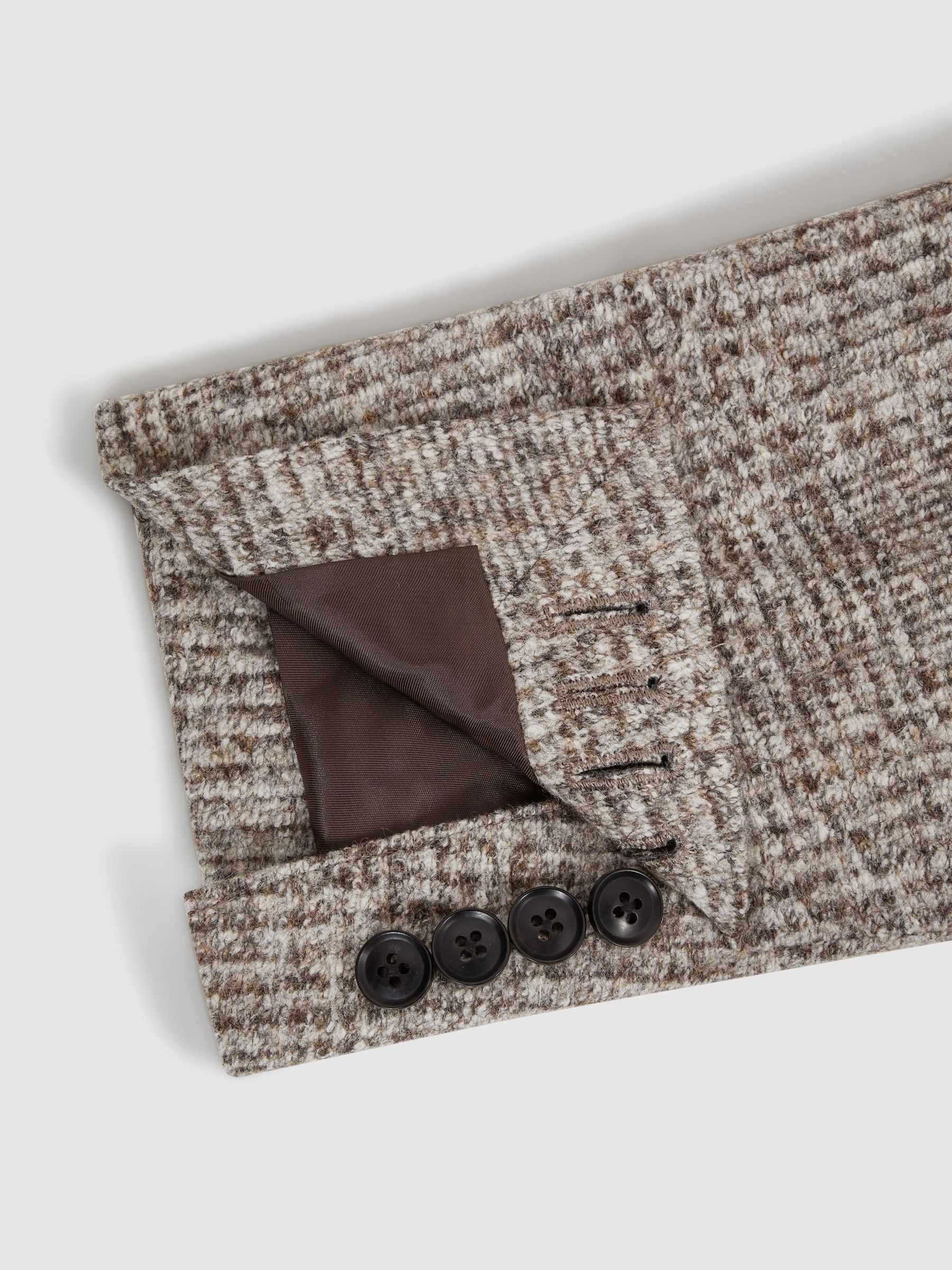 Slim Fit Wool-Cotton Check Single Breasted Blazer in Grey - Image 7 of 7