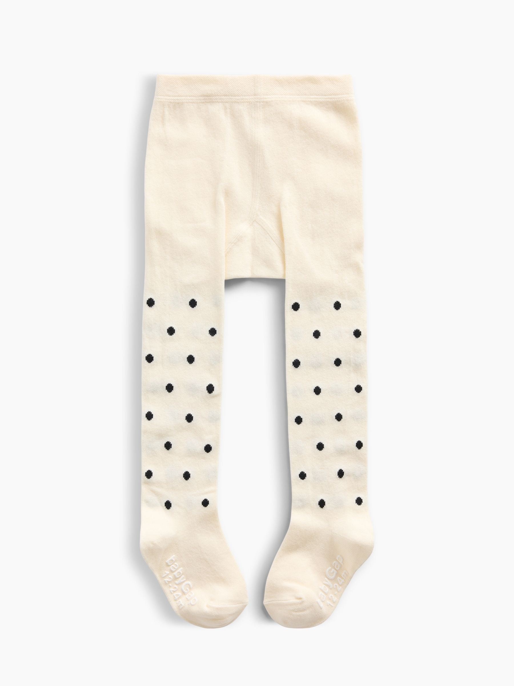 Cream Polka Dot Pull On Ribbed Tights - Image 1 of 1