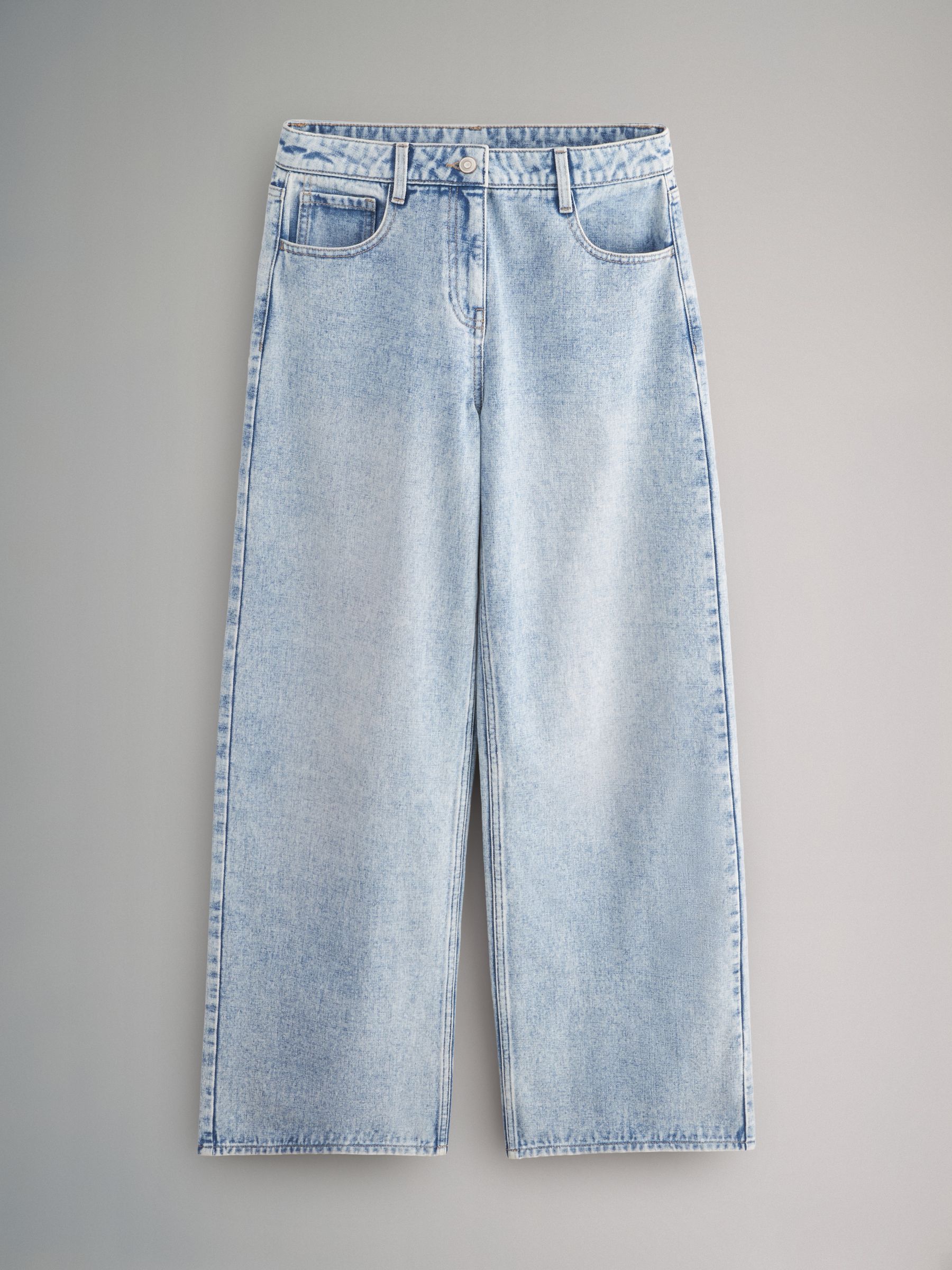 Blue/White 2 Pack Denim Wide Leg 100% Cotton Jeans - Image 5 of 6