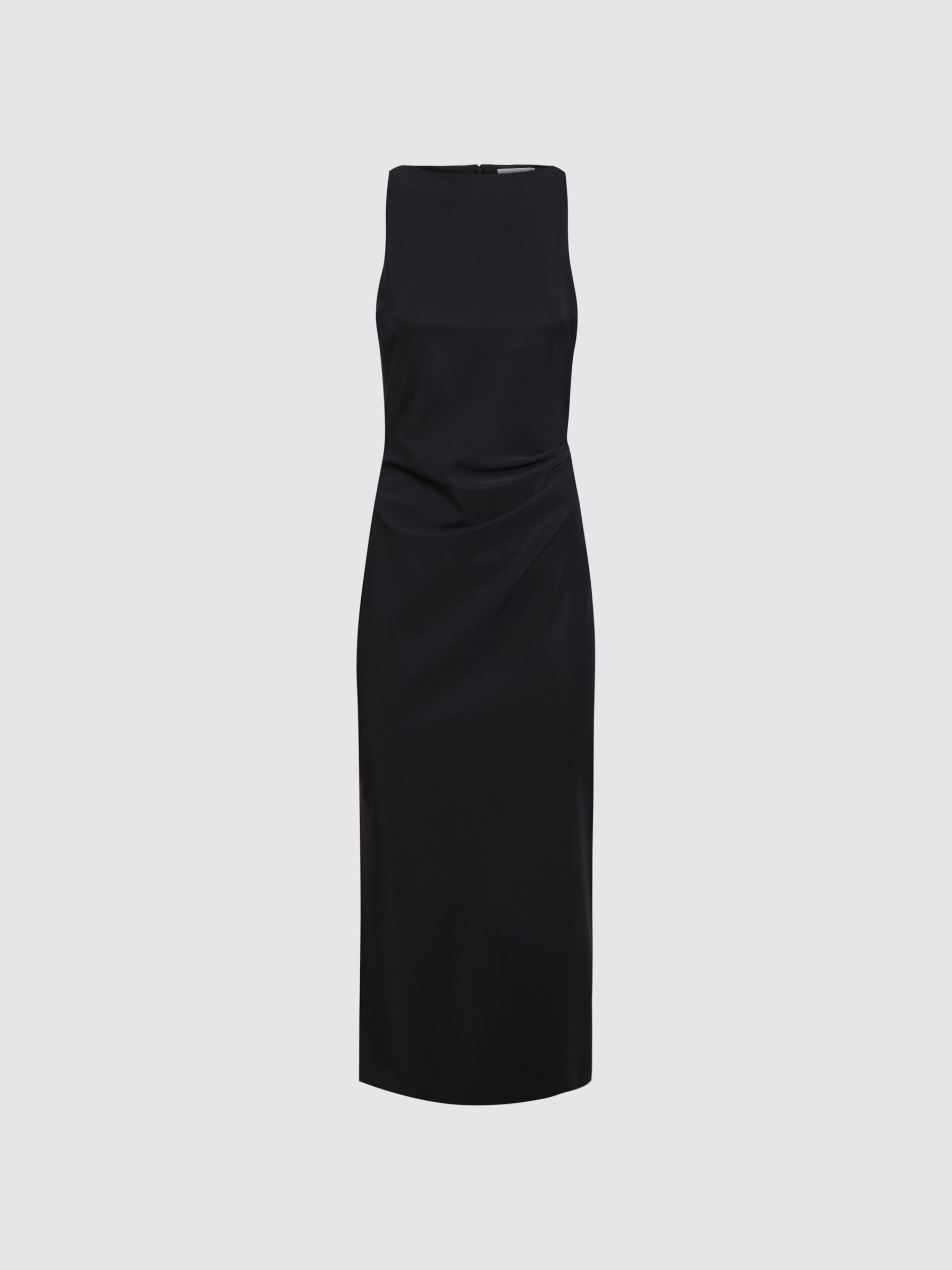 Bodycon Boat Neck Midi Dress in Black - Image 2 of 4