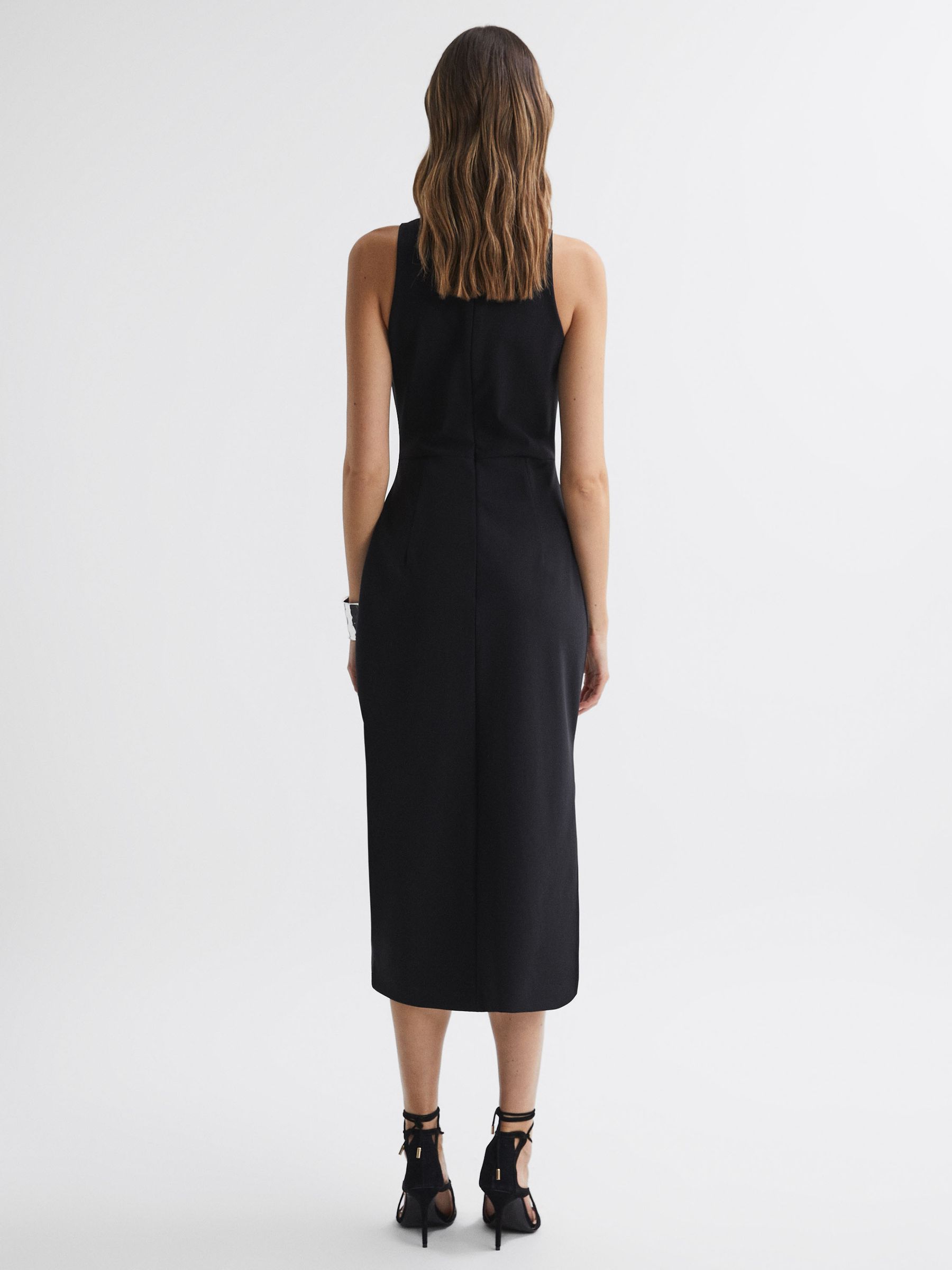 Bodycon Boat Neck Midi Dress in Black - Image 4 of 4