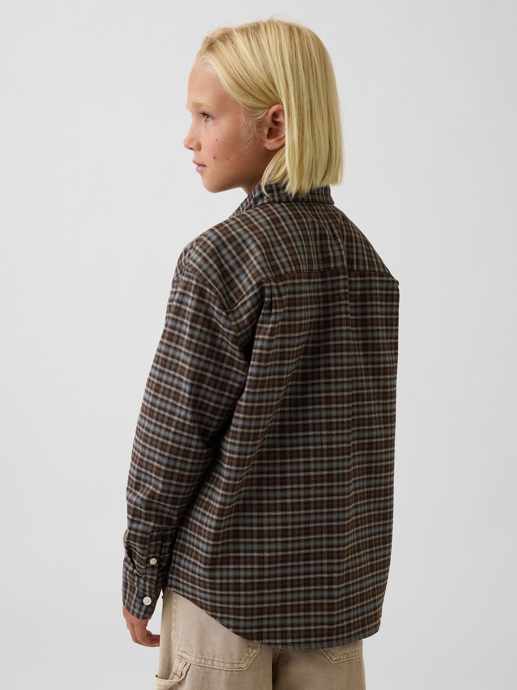 Brown Relaxed Plaid Oxford Shirt - Image 2 of 5