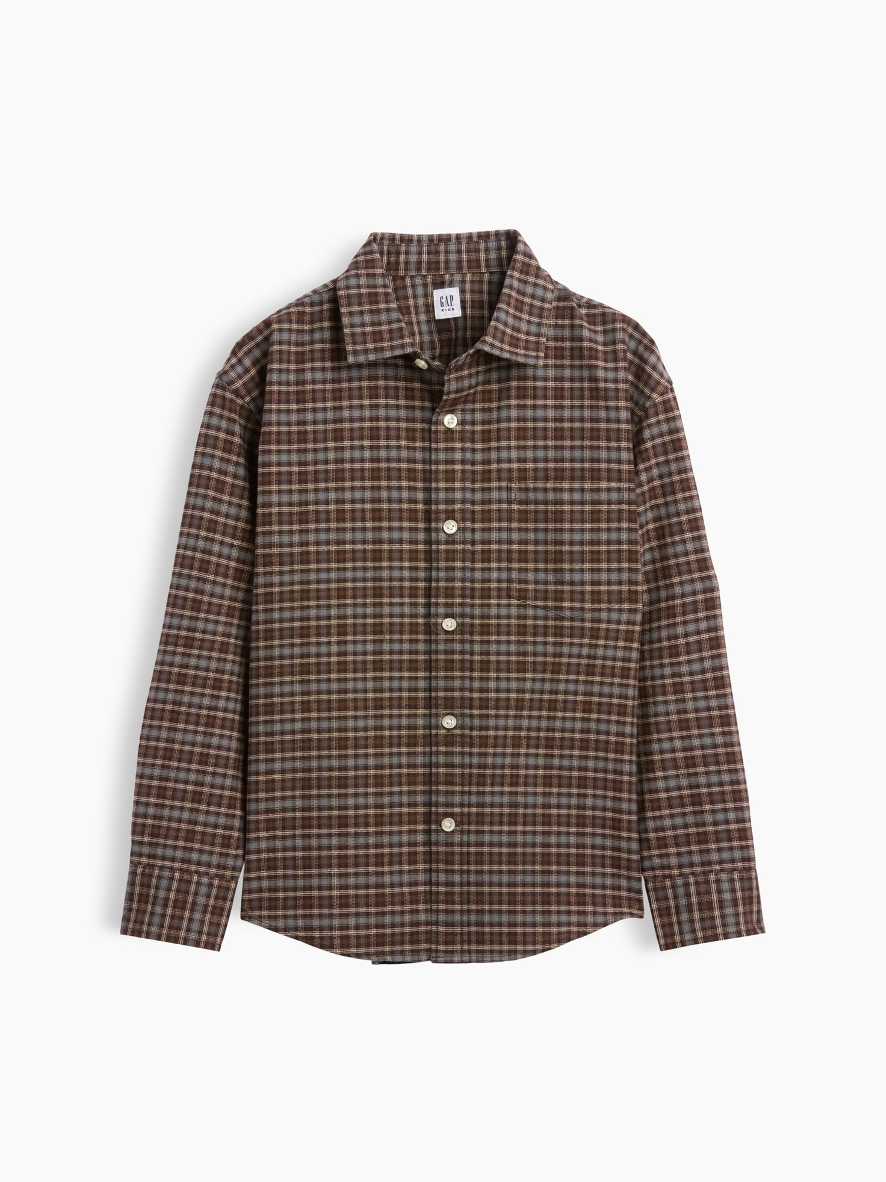 Brown Relaxed Plaid Oxford Shirt - Image 4 of 5
