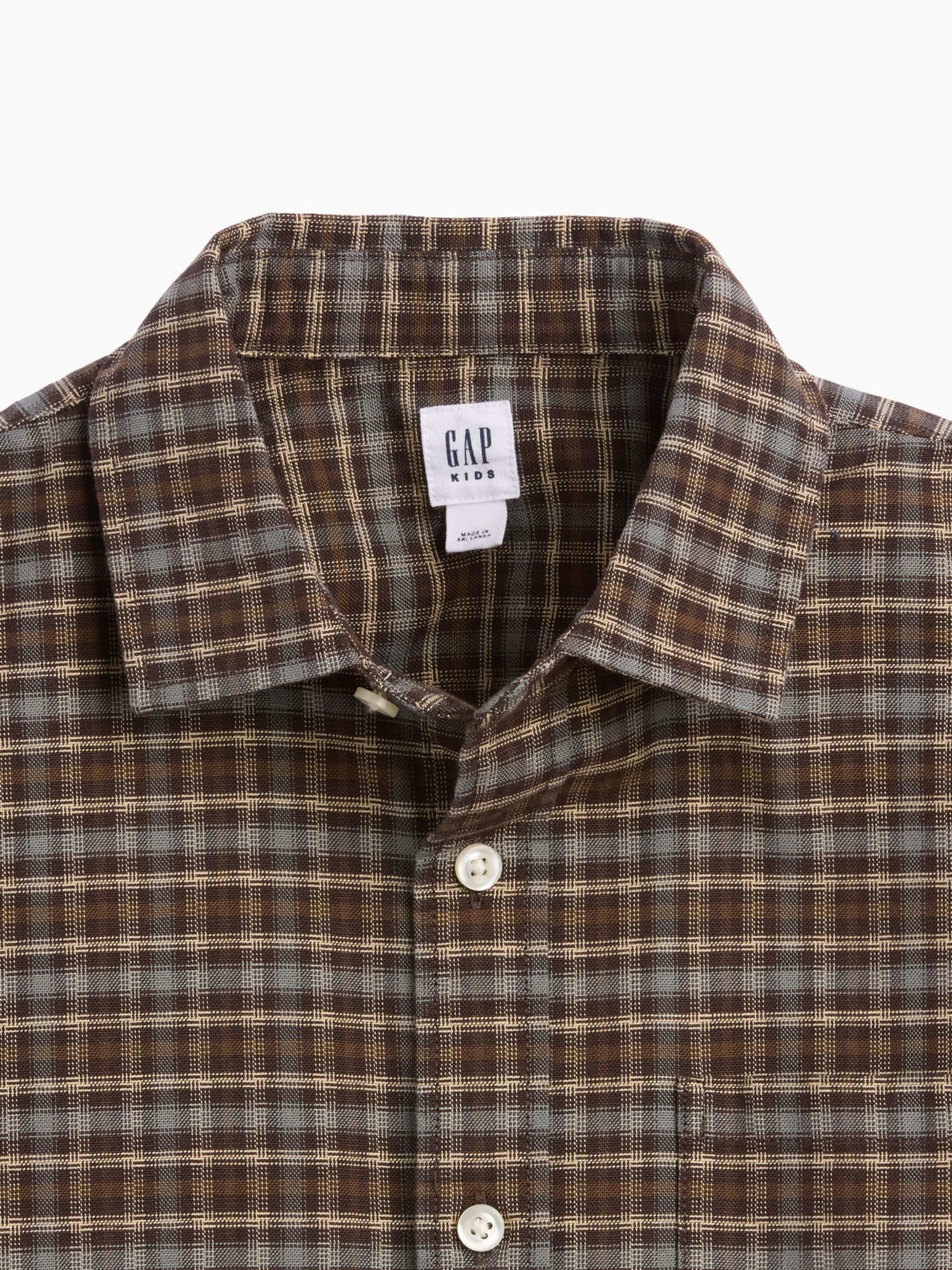Brown Relaxed Plaid Oxford Shirt - Image 5 of 5 Brown Relaxed Plaid Oxford Shirt - Image 5 of 5