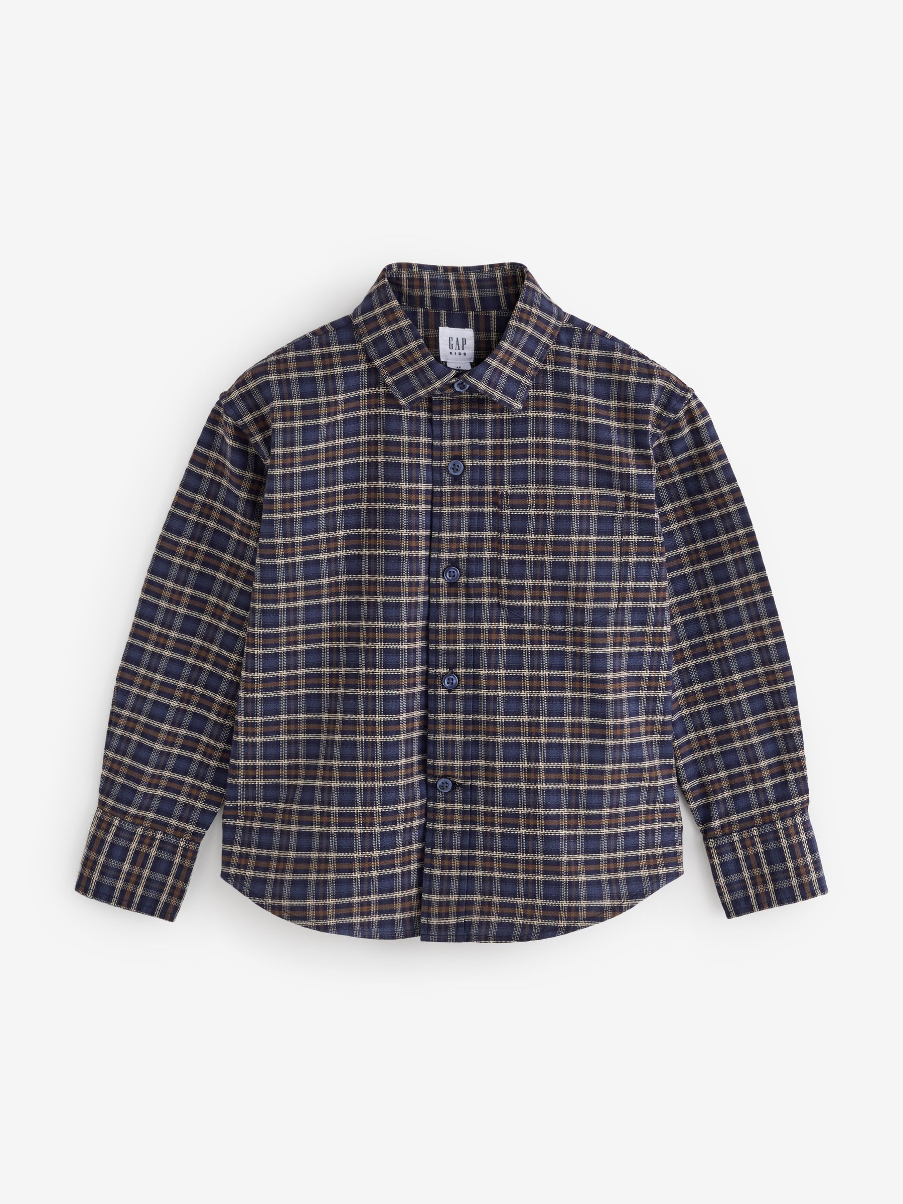 Navy Relaxed Plaid Oxford Shirt - Image 1 of 5 Navy Relaxed Plaid Oxford Shirt - Image 1 of 5