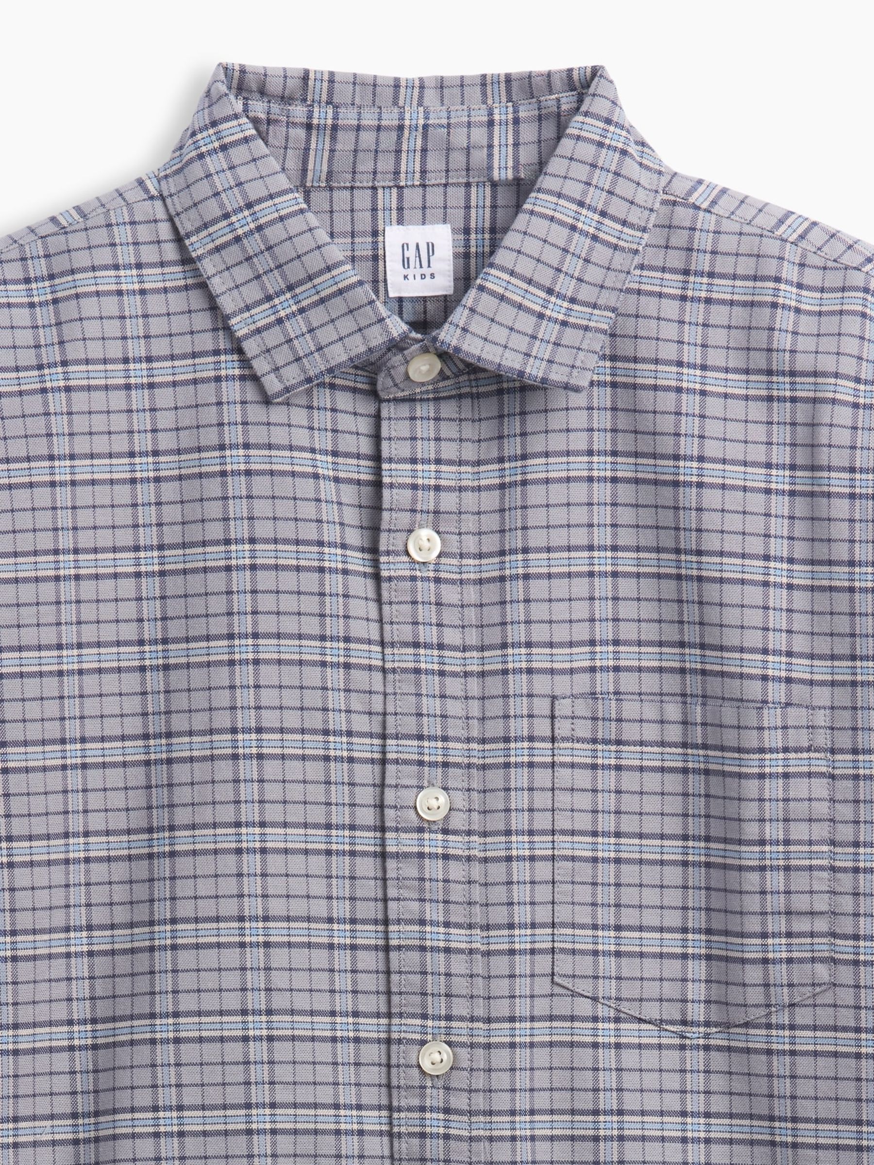 Grey Relaxed Plaid Oxford Shirt - Image 5 of 5 Grey Relaxed Plaid Oxford Shirt - Image 5 of 5