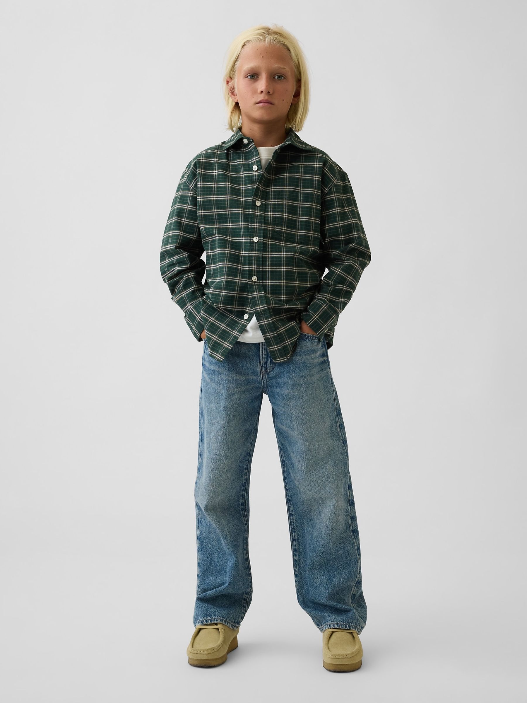 Green Relaxed Plaid Oxford Shirt - Image 3 of 4