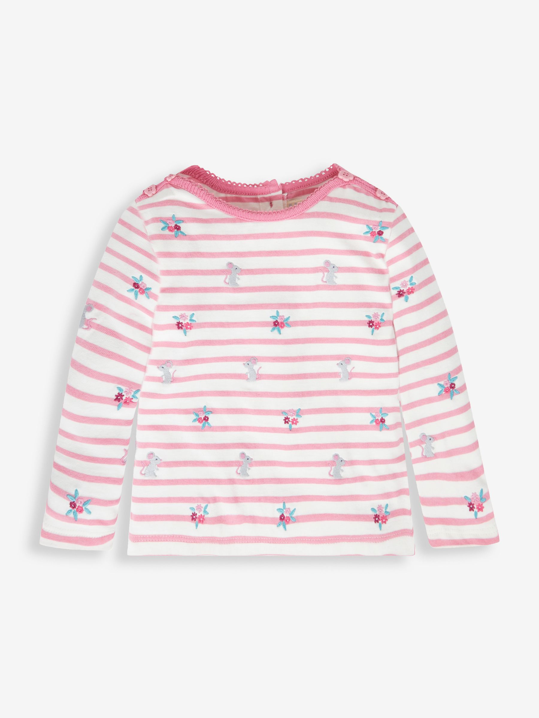 Cream Girls' Mouse Embroidered Top - Image 1 of 2