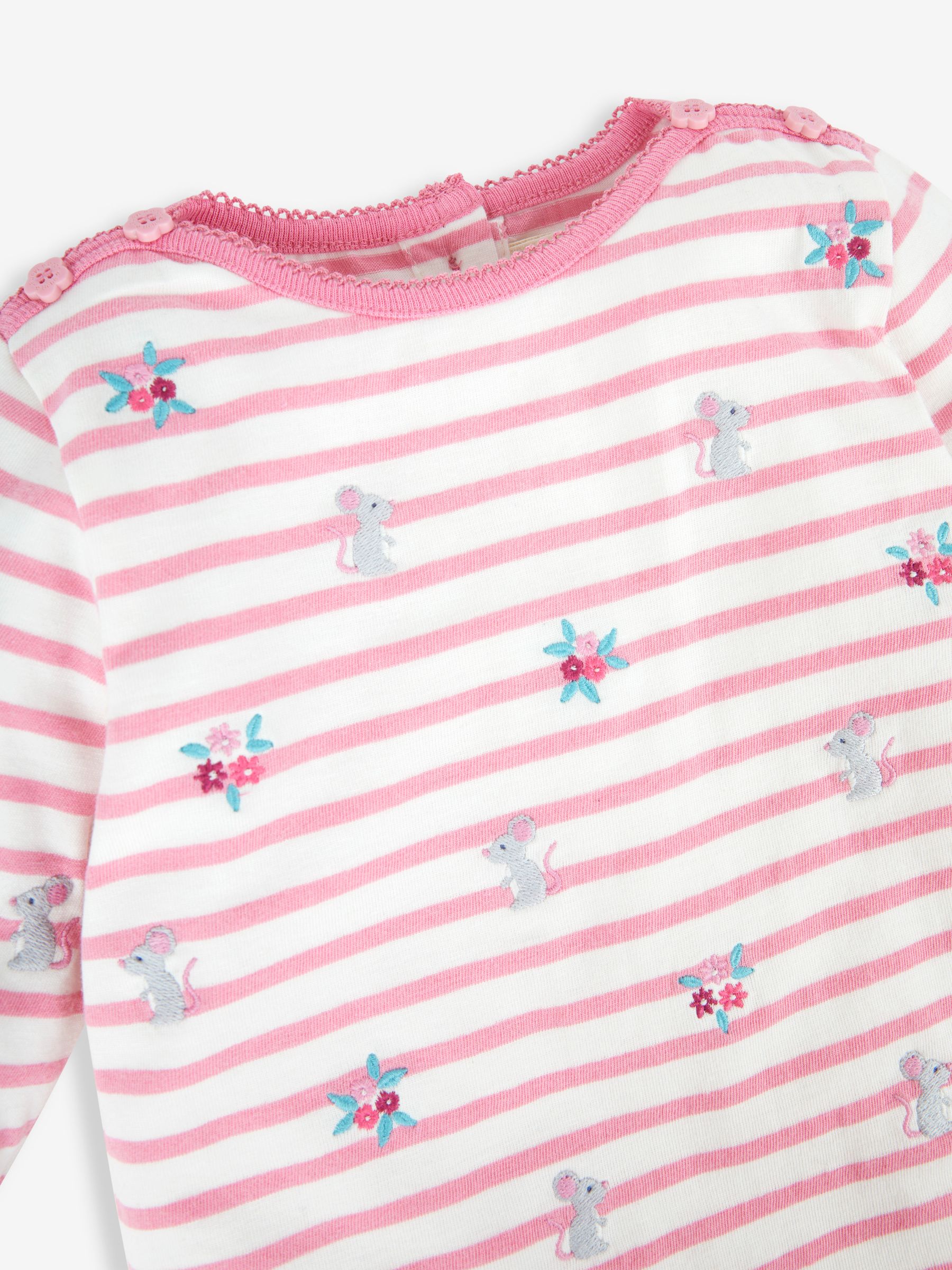 Cream Girls' Mouse Embroidered Top - Image 2 of 2
