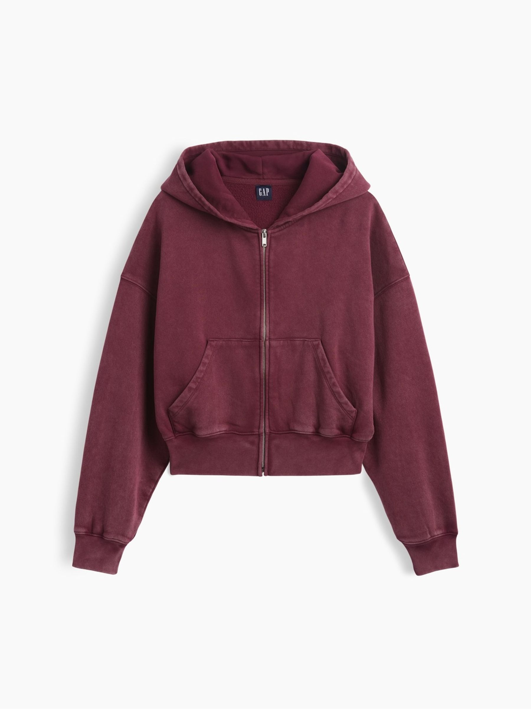 Burgundy Red VintageSoft Wedge Zip-up Hoodie - Image 4 of 5