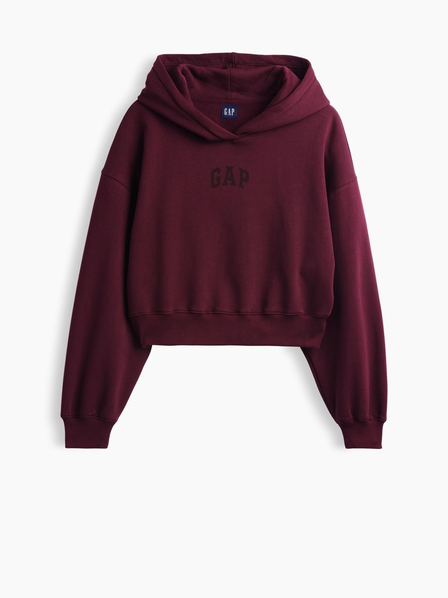 Burgundy Red Vintage Soft Crop Logo Hoodie - Image 4 of 5