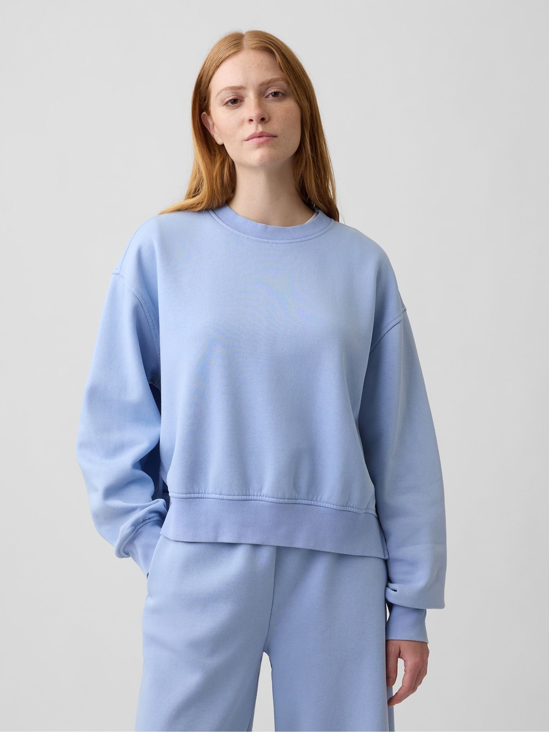 Light Blue VintageSoft Oversized Split-Hem Sweatshirt - Image 1 of 5