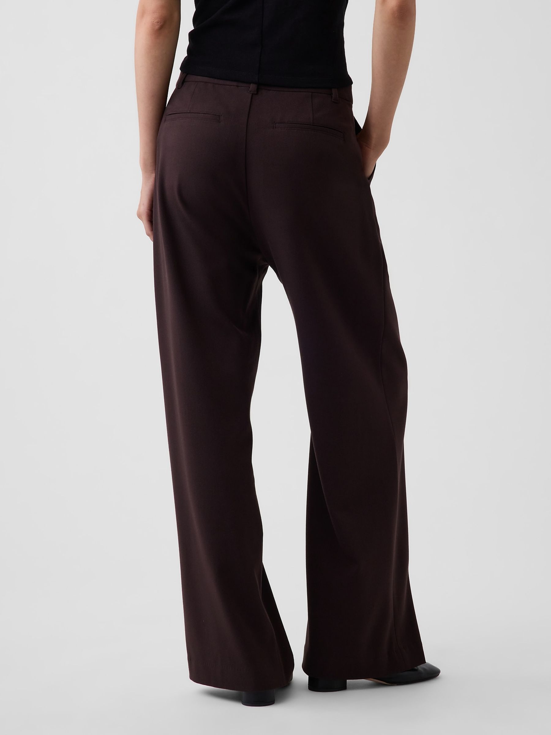 Brown 365 High Waisted Brushed Twill Pleated Trousers - Image 2 of 5