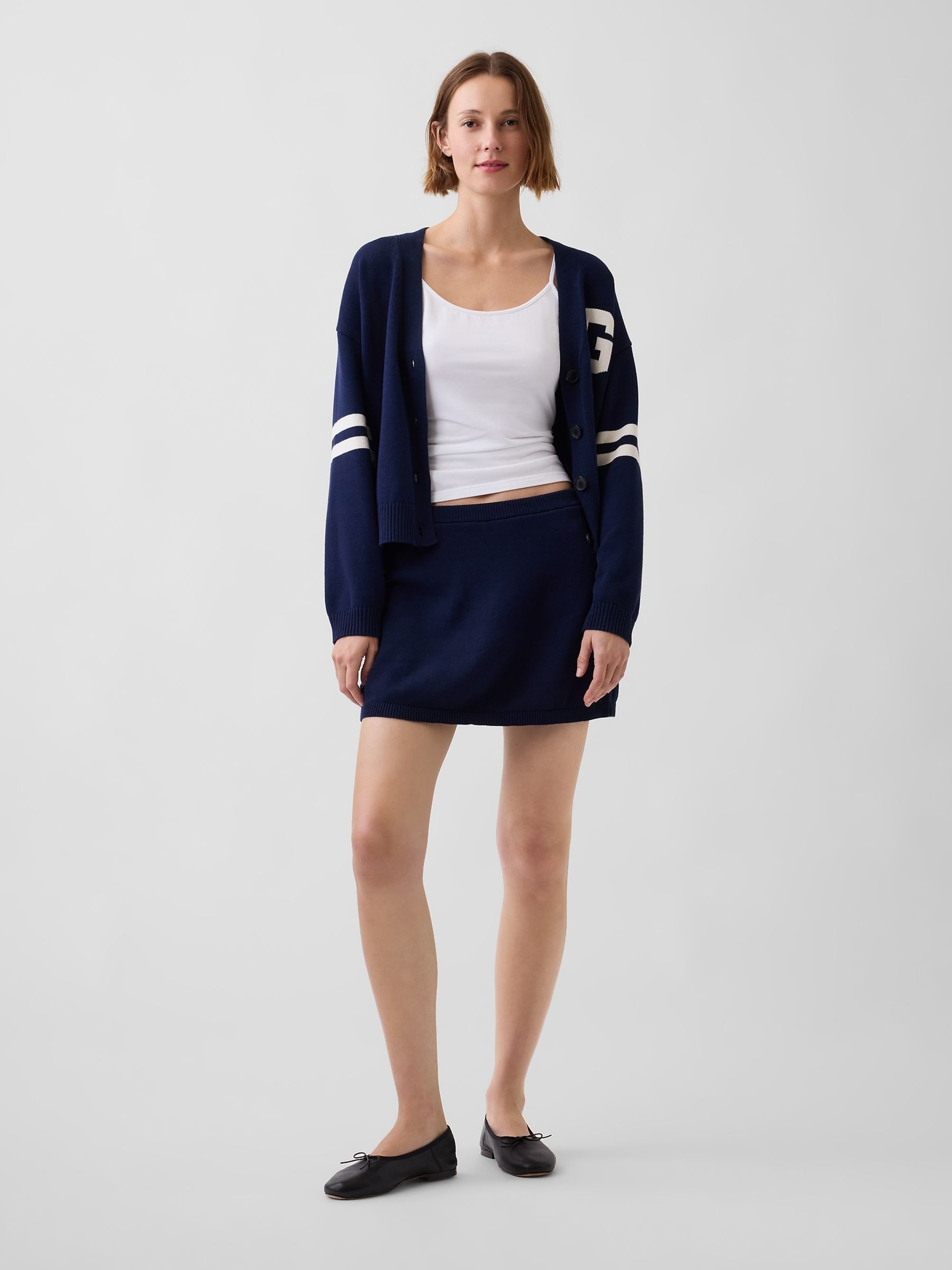 Navy Mini Knitted Skort - Image 1 of 6