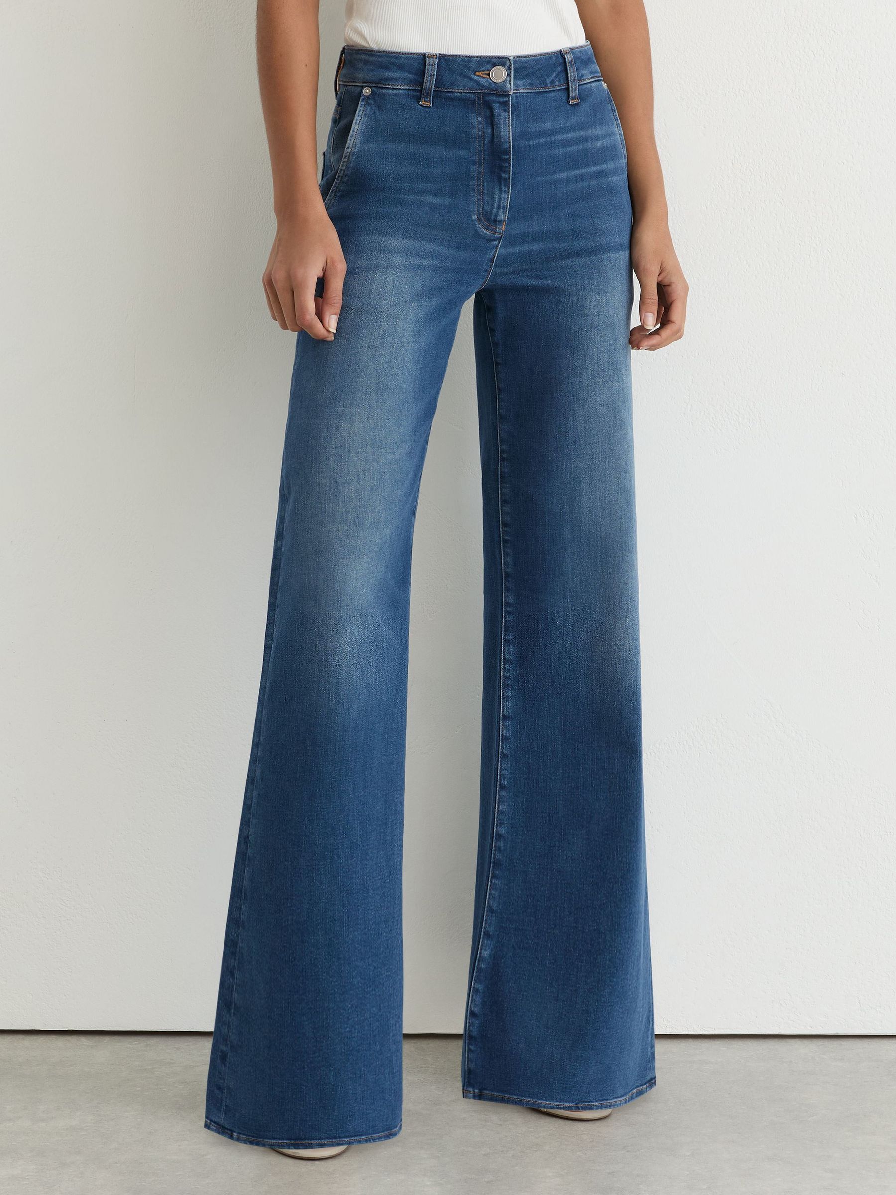 Tall Cotton-Lyocell Wide-Leg Jeans in Mid Blue - Image 3 of 8
