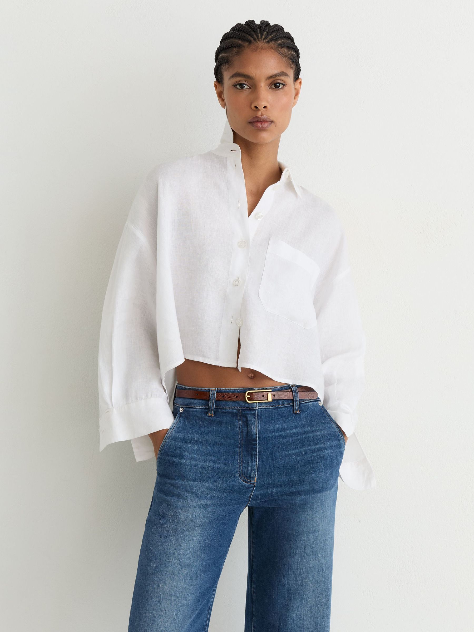 Tall Cotton-Lyocell Wide-Leg Jeans in Mid Blue - Image 5 of 8