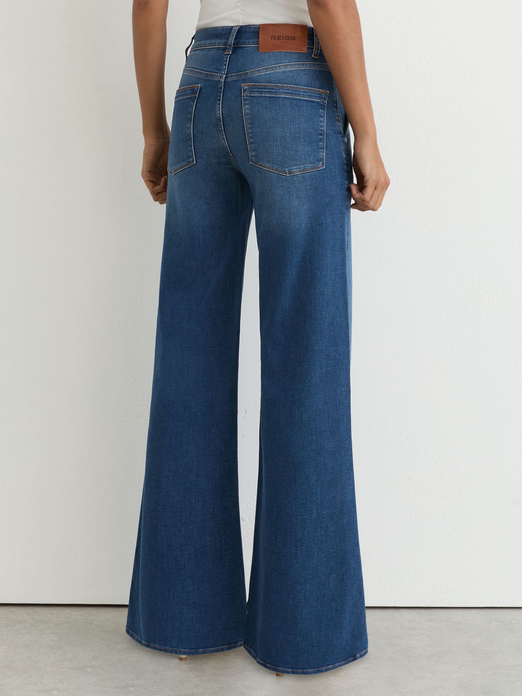 Tall Cotton-Lyocell Wide-Leg Jeans in Mid Blue - Image 6 of 8