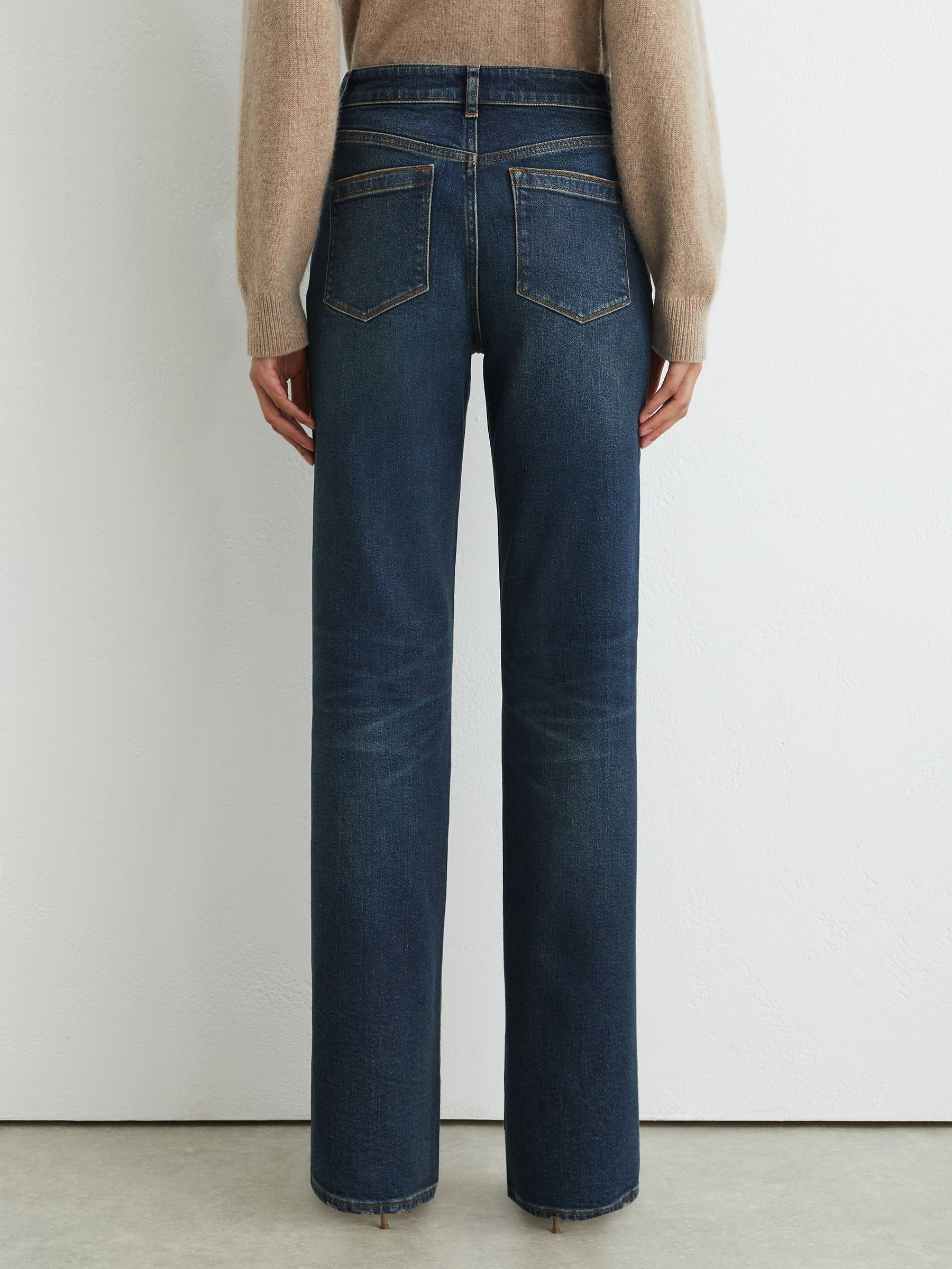 Højtaljede Bootcut-jeans i mellemblå - Billede 7 af 9