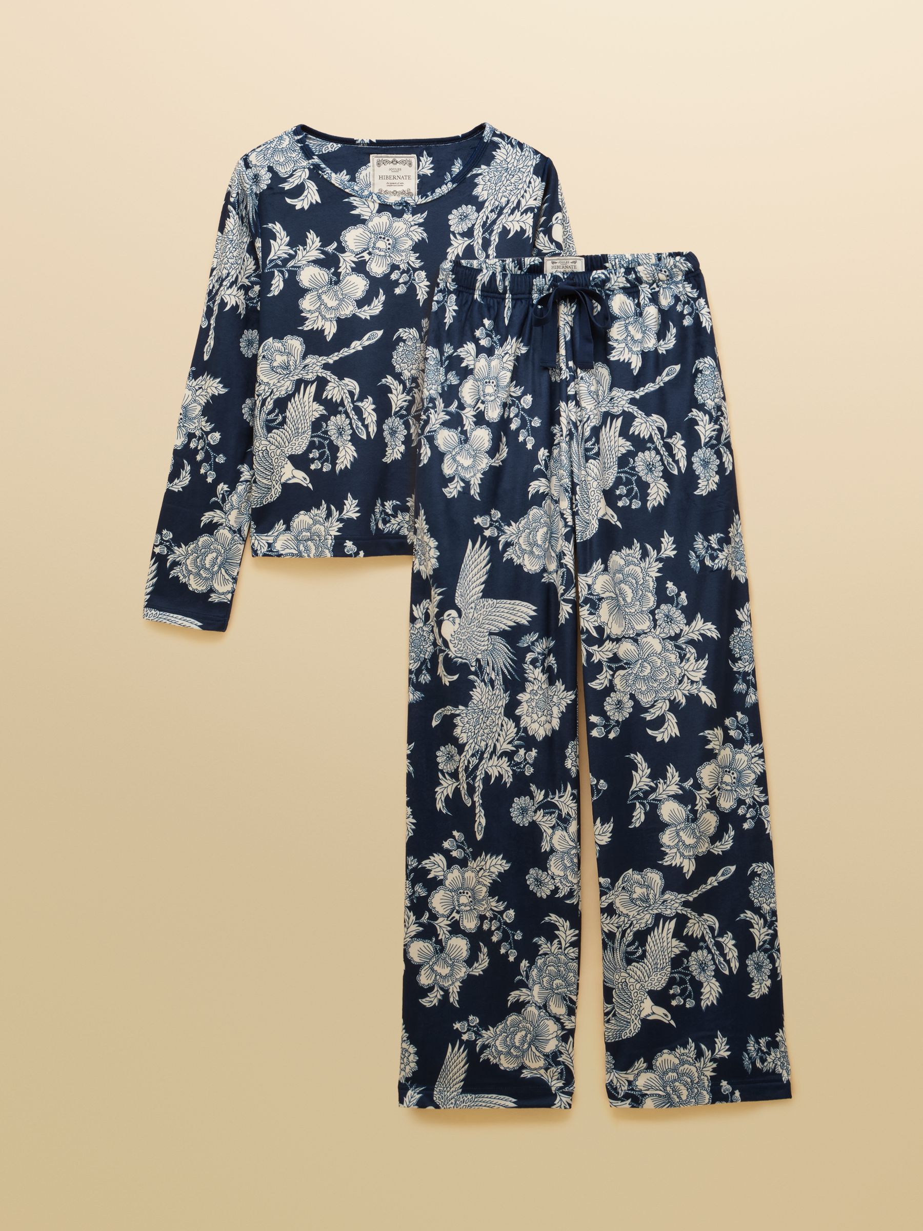 Navy Spring Bird Floral Fleece Pyjama Set - Image 10 of 12